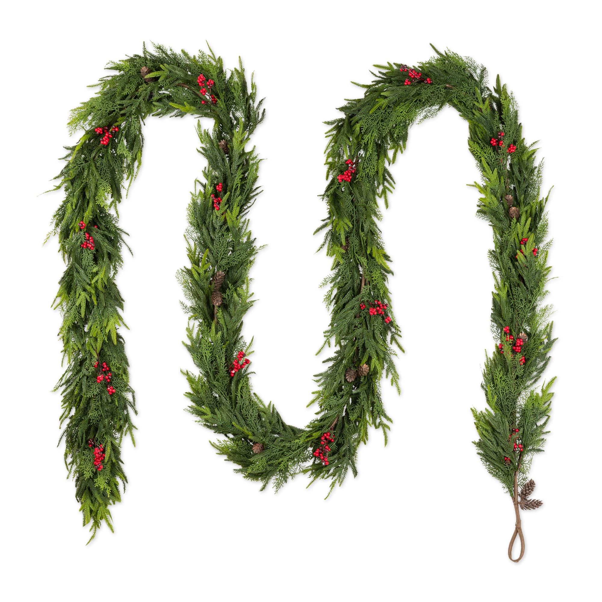 Glitzhome 18ft Christmas PE Dripping Garland with Pinecones and Red Berries - Pattern/Print