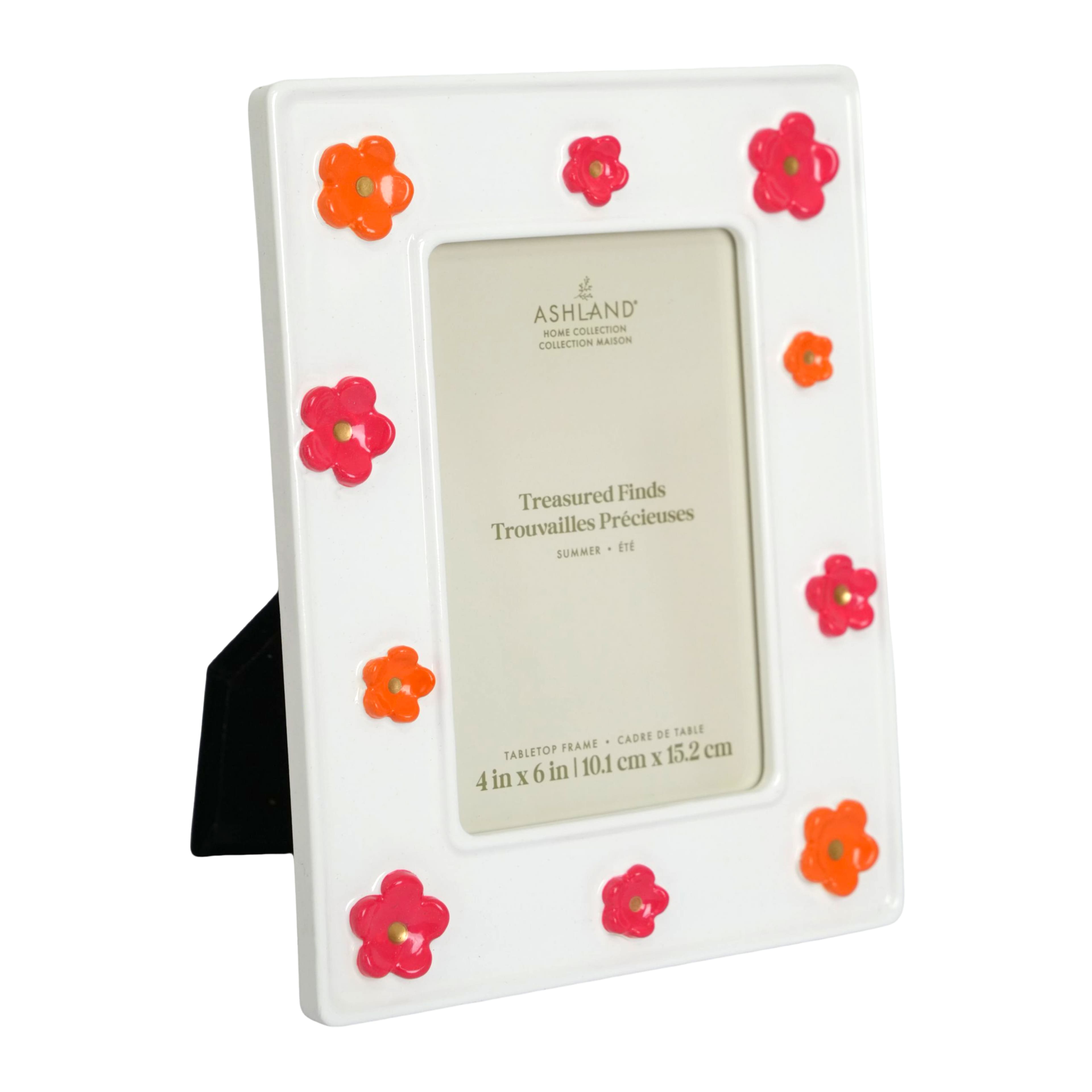 4" x 6" White with Pink & Orange Flowers Tabletop Frame, Treasured Finds by Ashland®