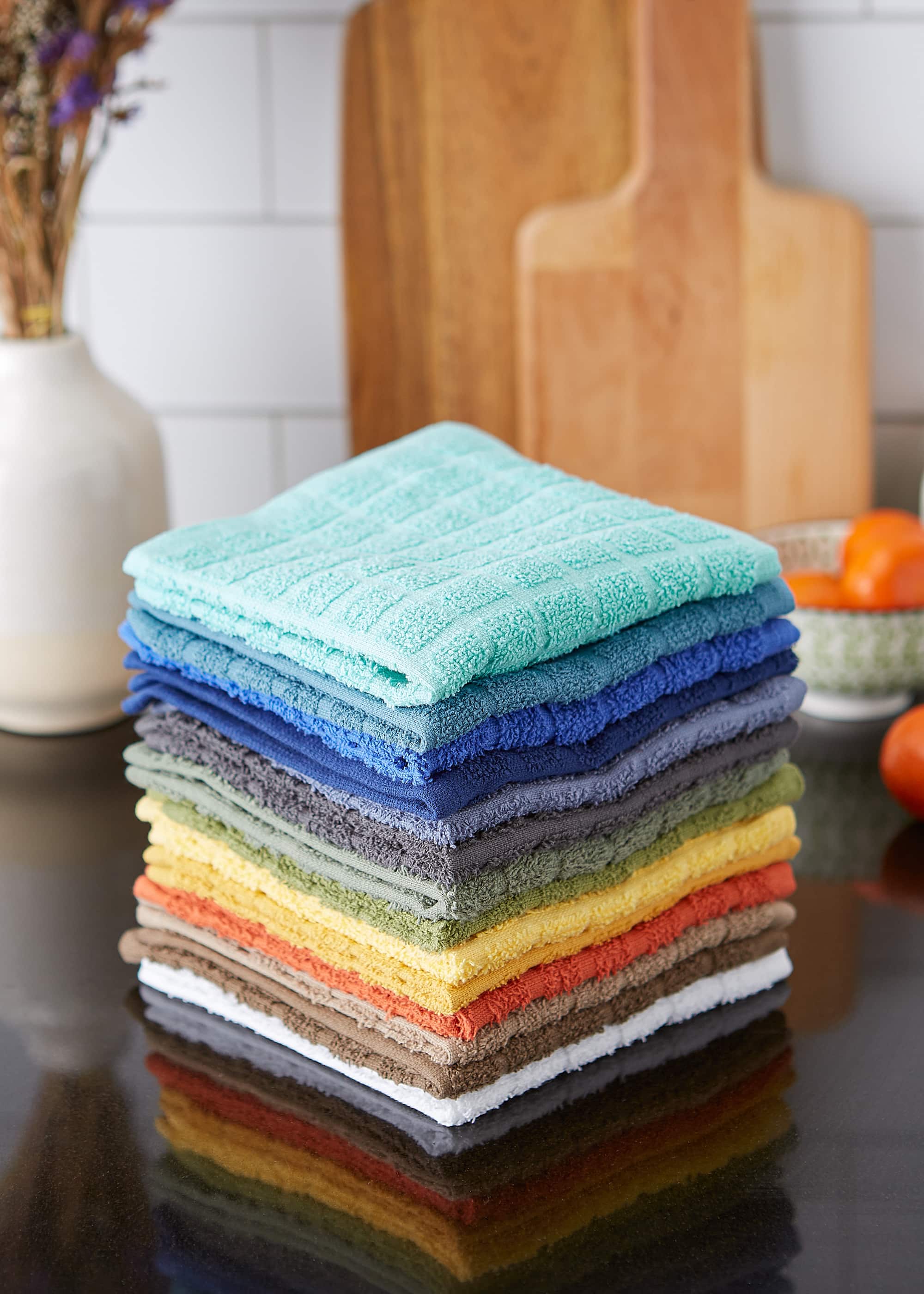 DII® Solid Windowpane Terry Dishcloth Set