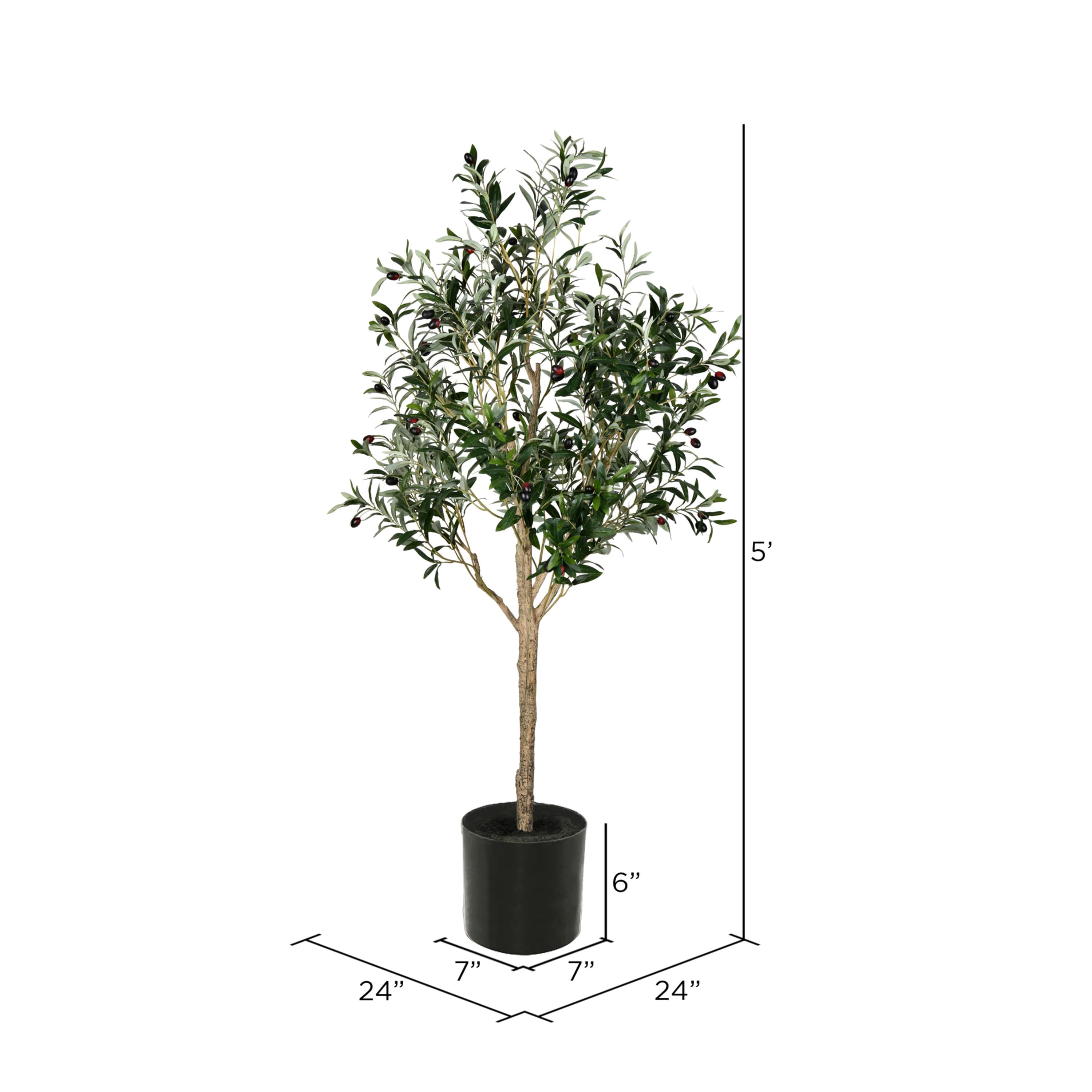 5ft. Potted Artificial Green Olive Tree