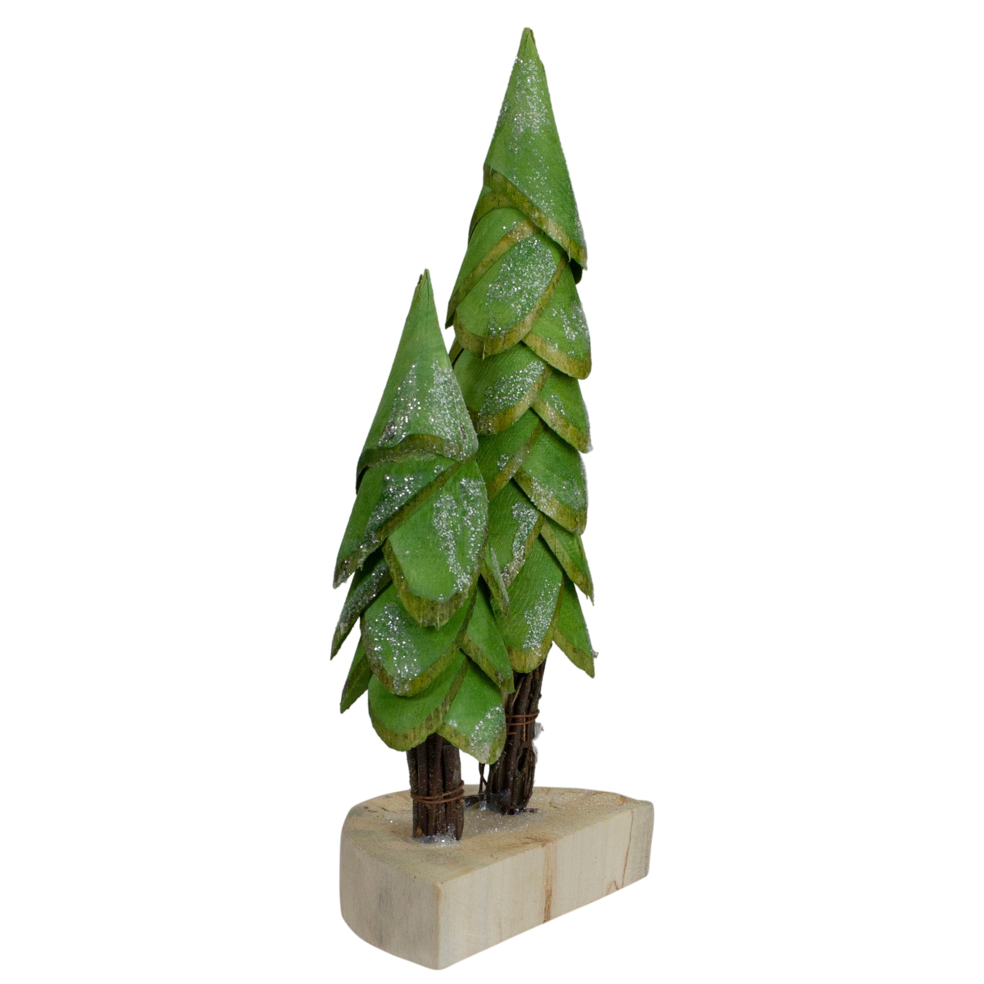 9" Christmas Trees Décor on a Wooden Base