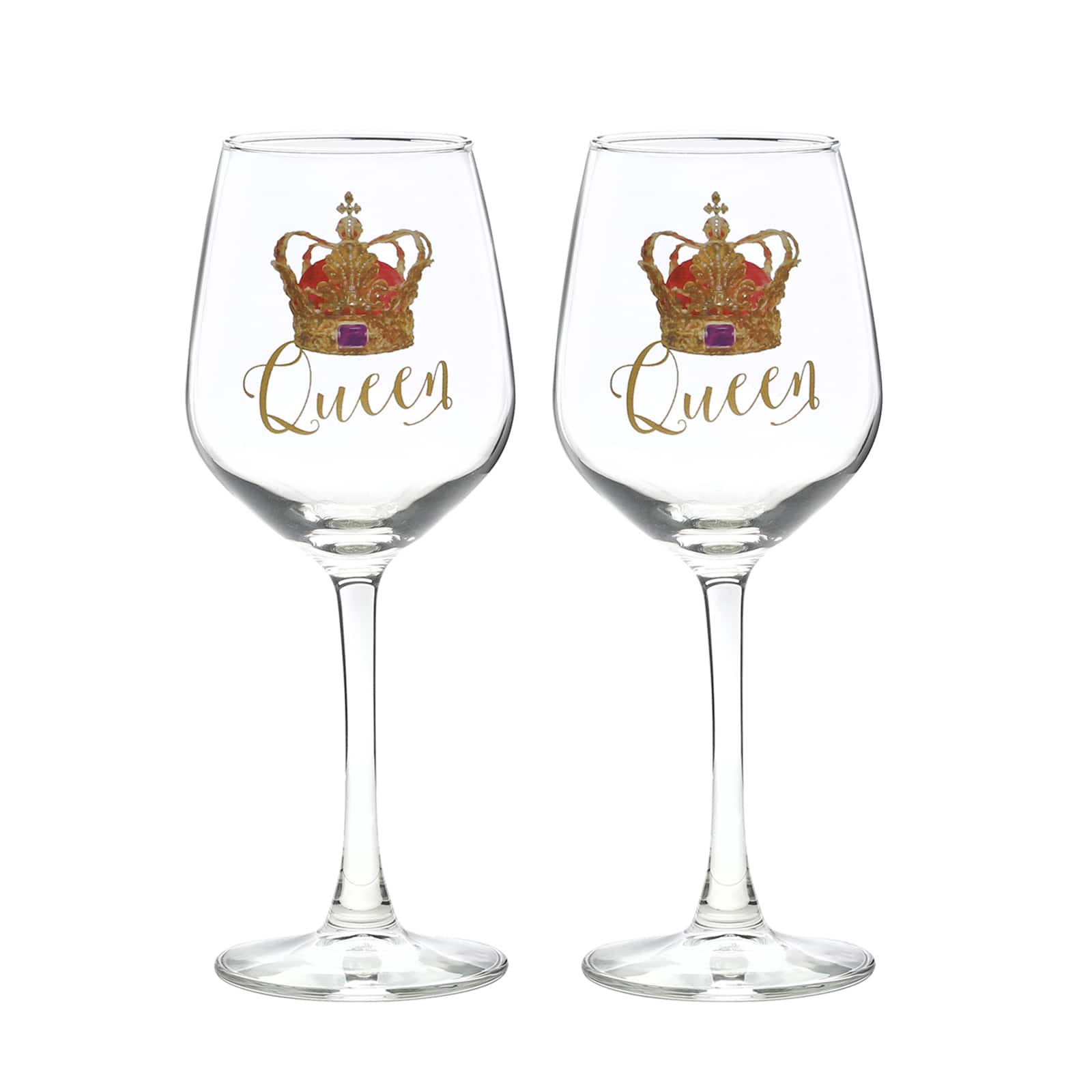 12oz. Queen & Queen Wine Glass Set