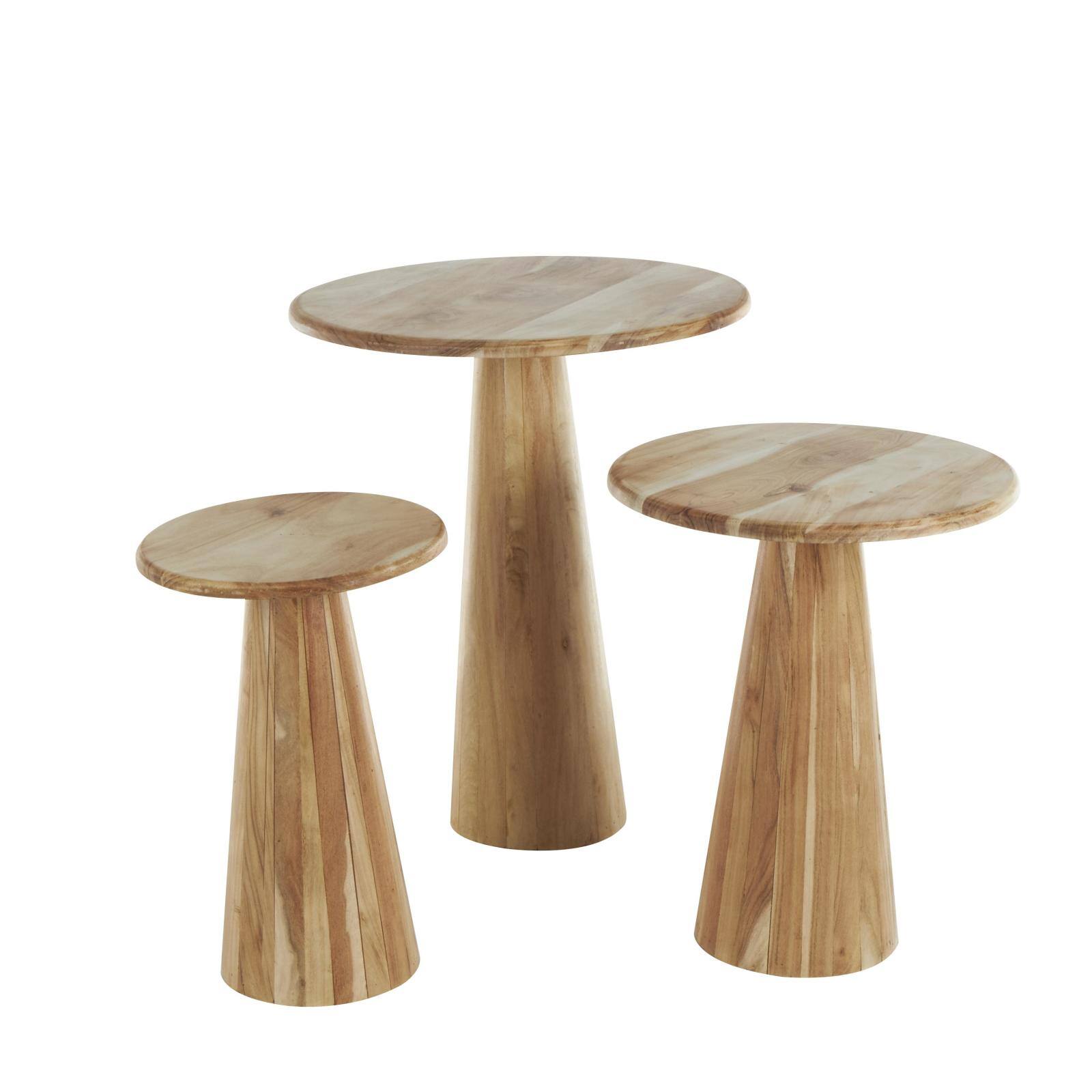 Light Brown Wood Side End Accent Tables Set