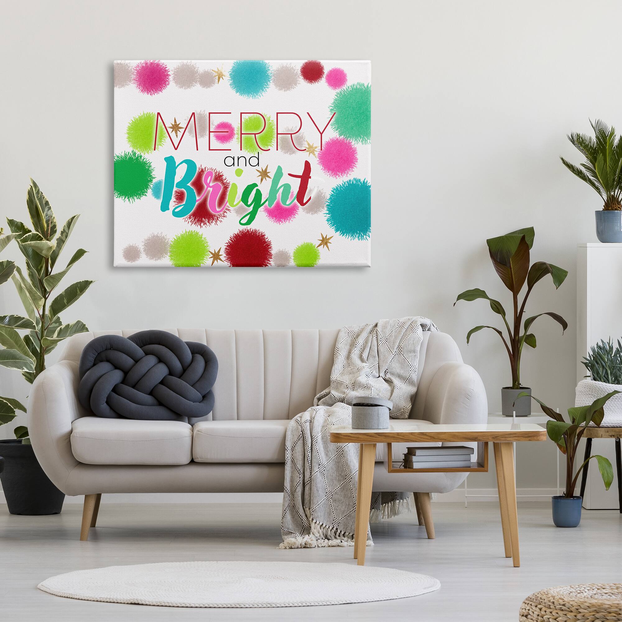 Stupell Industries Merry & Bright Bold Holiday Phrase Canvas Wall Art