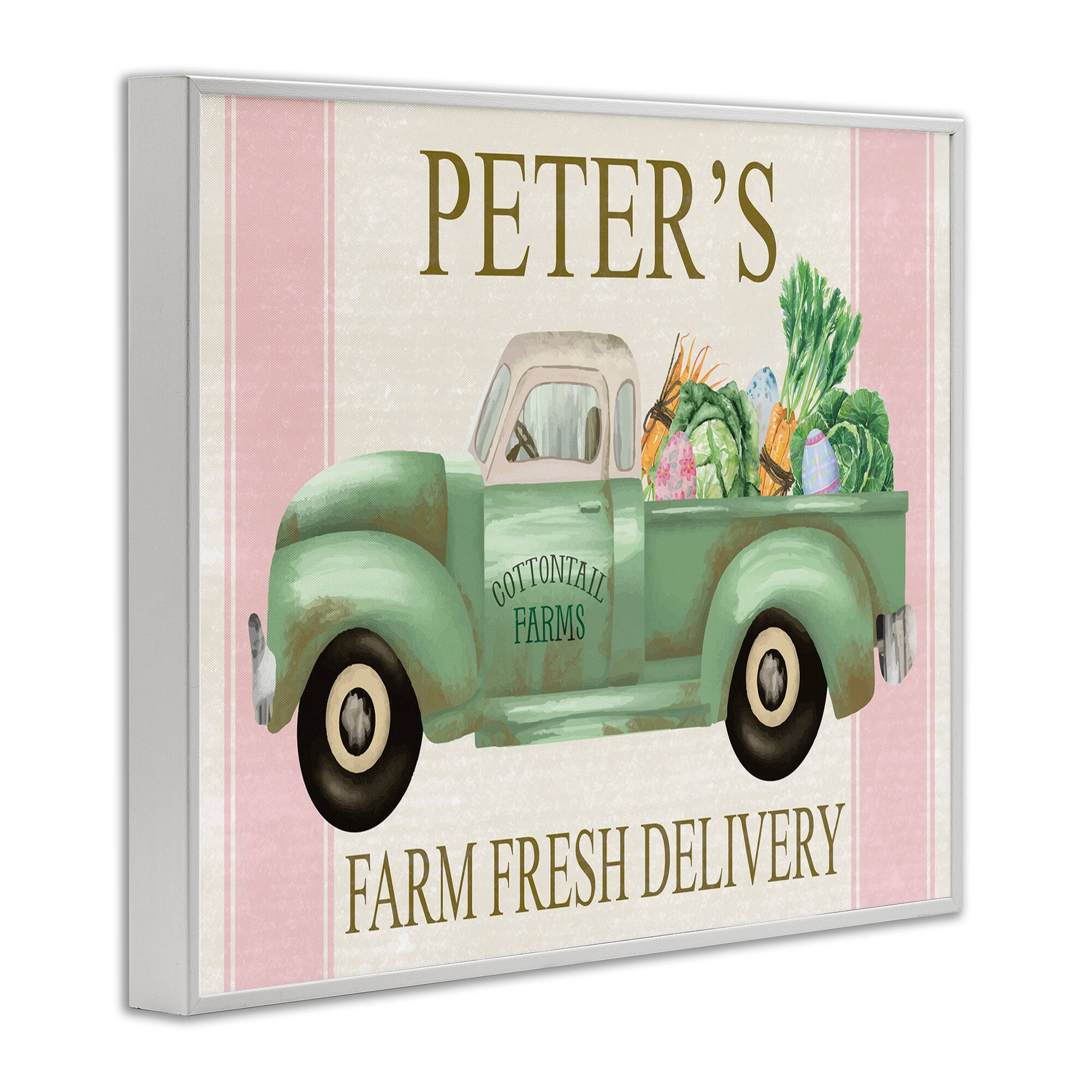Stupell Industries Farm Fresh Delivery Sign Rustic Countryside Vegetables Framed Giclee Art