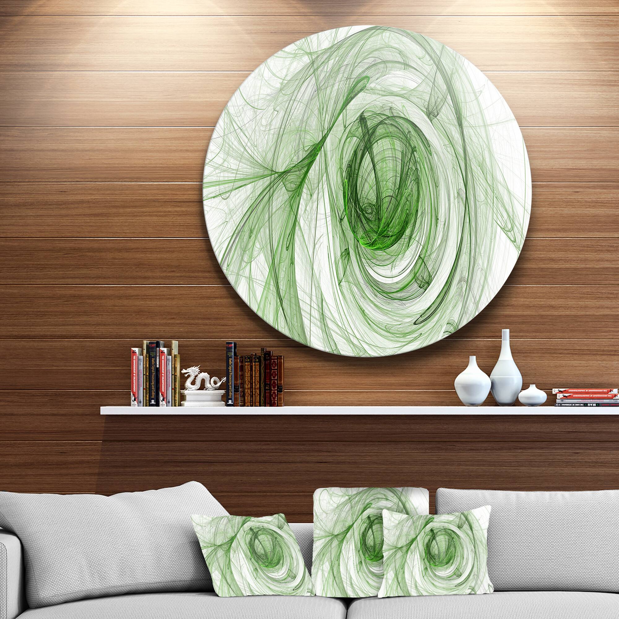 Designart - Ball of Yarn Green Spiral' Abstract Circle Metal Wall Art