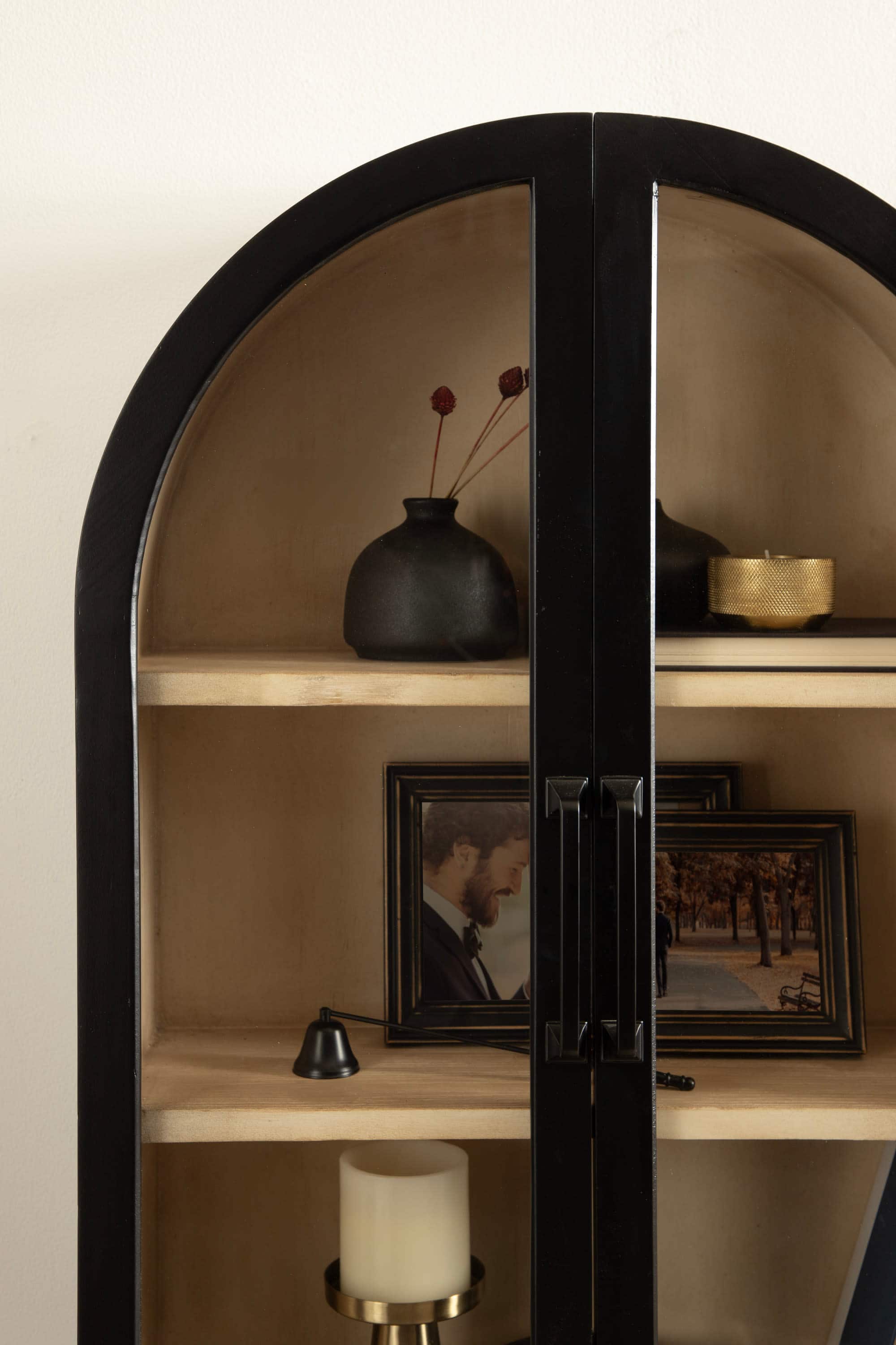 Kate and Laurel Arcott Arch Three Shelf Wall Cabinet