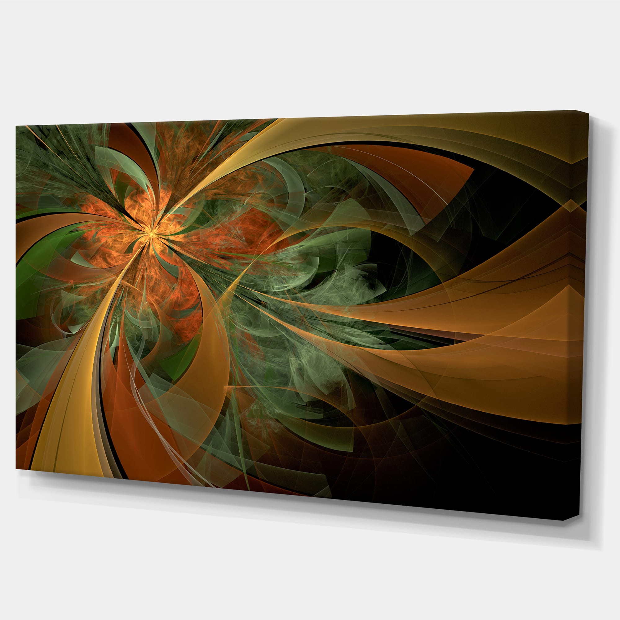 Designart - Symmetrical Orange Digital Fractal Flower