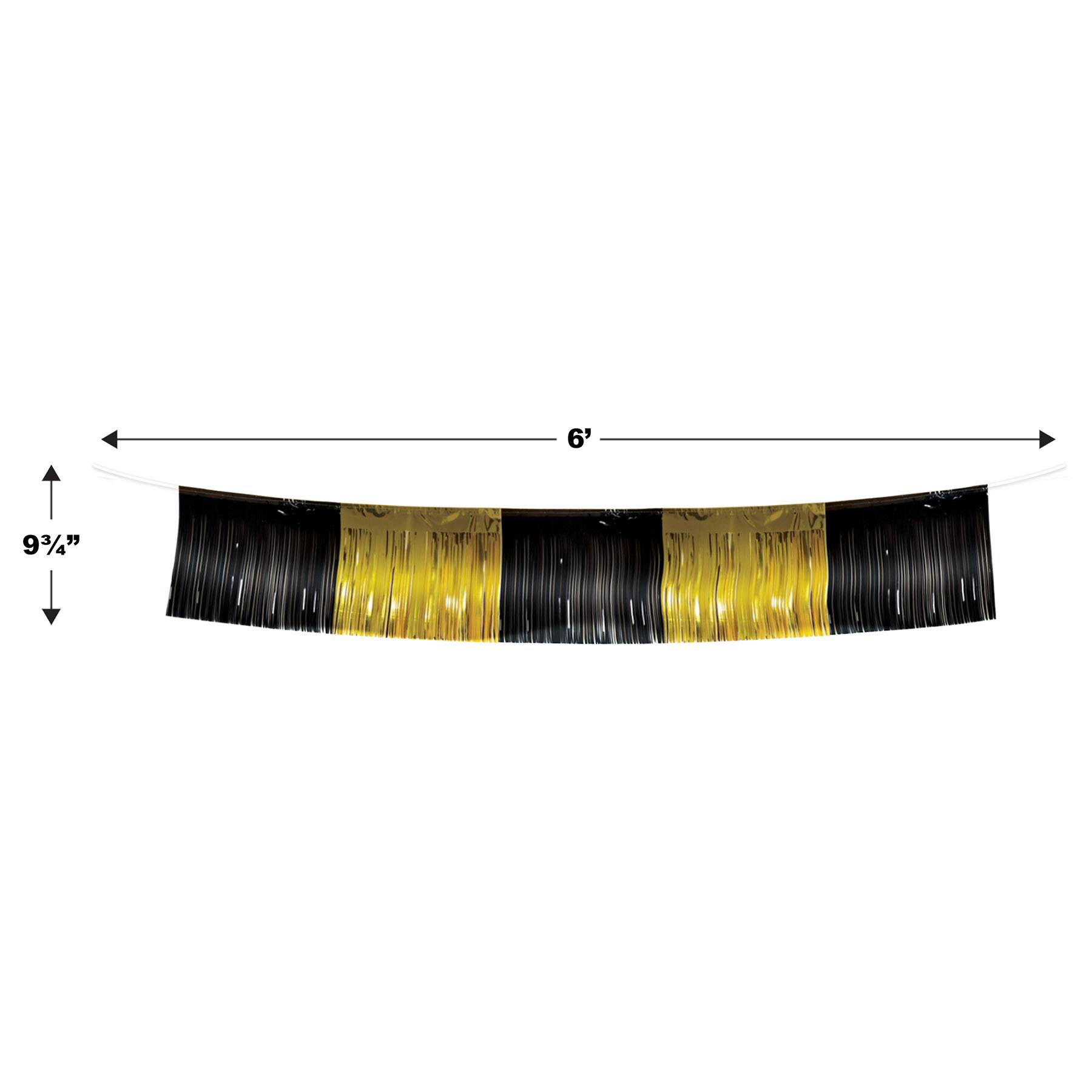Beistle Black and Gold Metallic Fringe Garland Backdrop