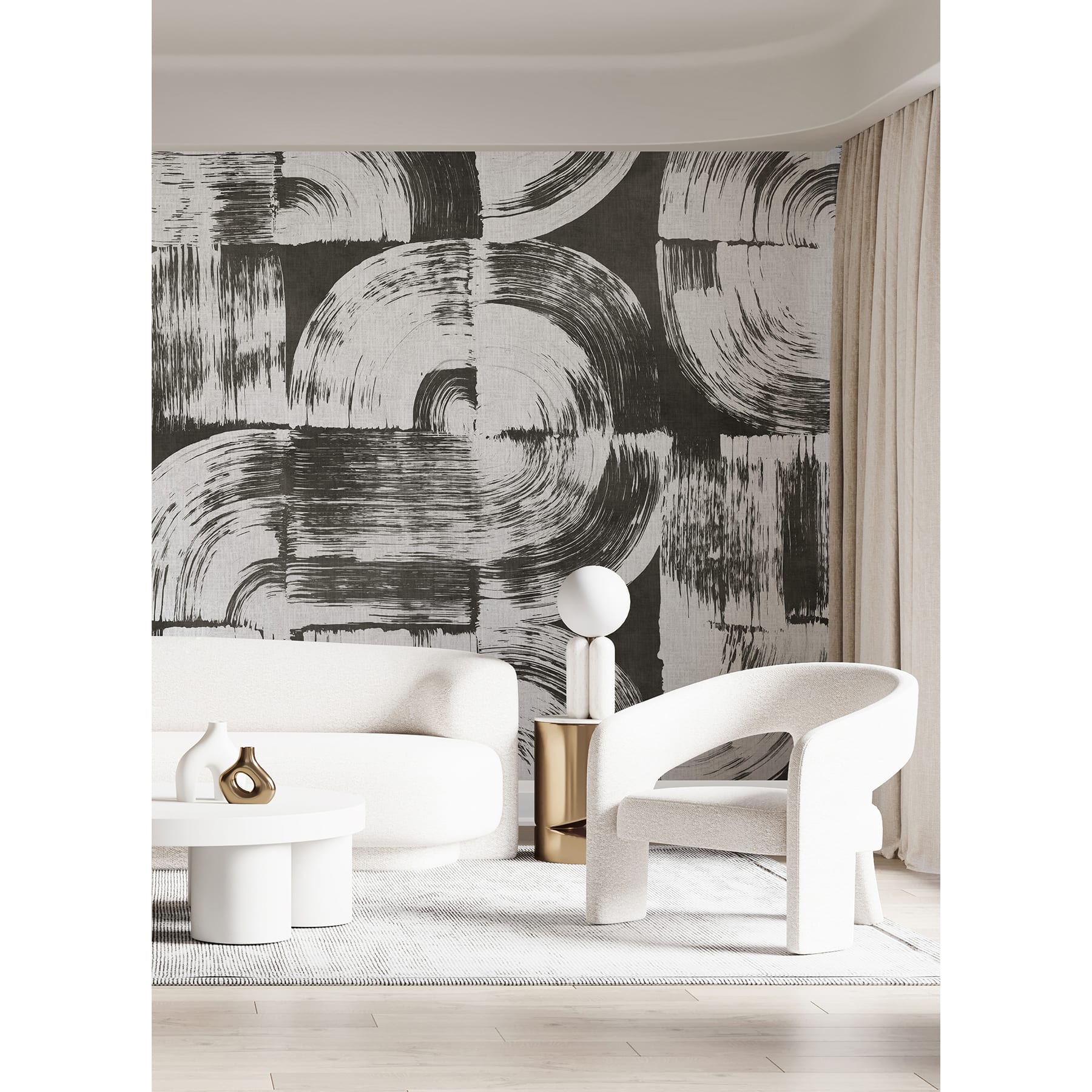 Katie Hunt Charcoal Gray Brushstrokes Wall Mural