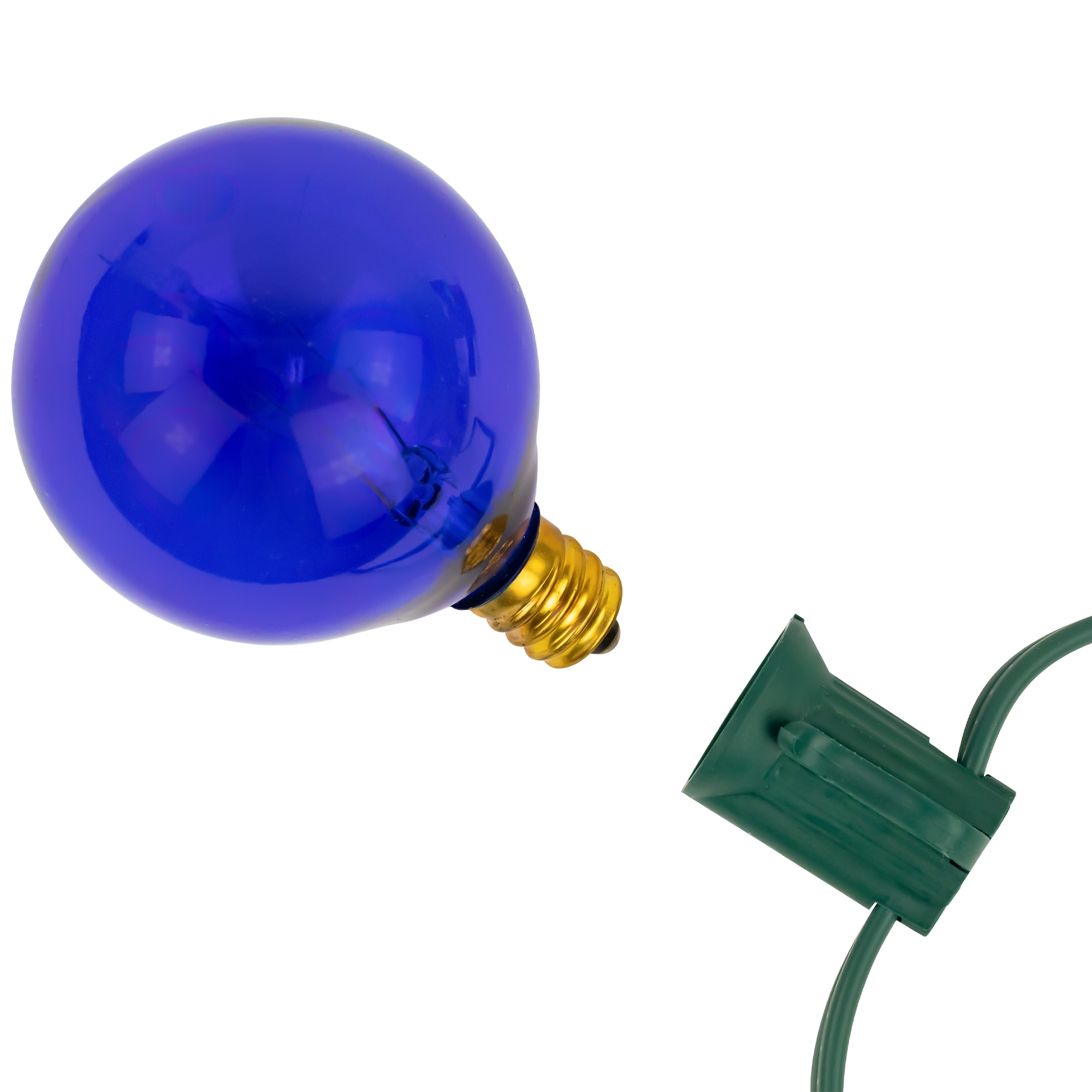 10-Count Blue G50 Globe Christmas Patio Lights- 9ft  Green Wire