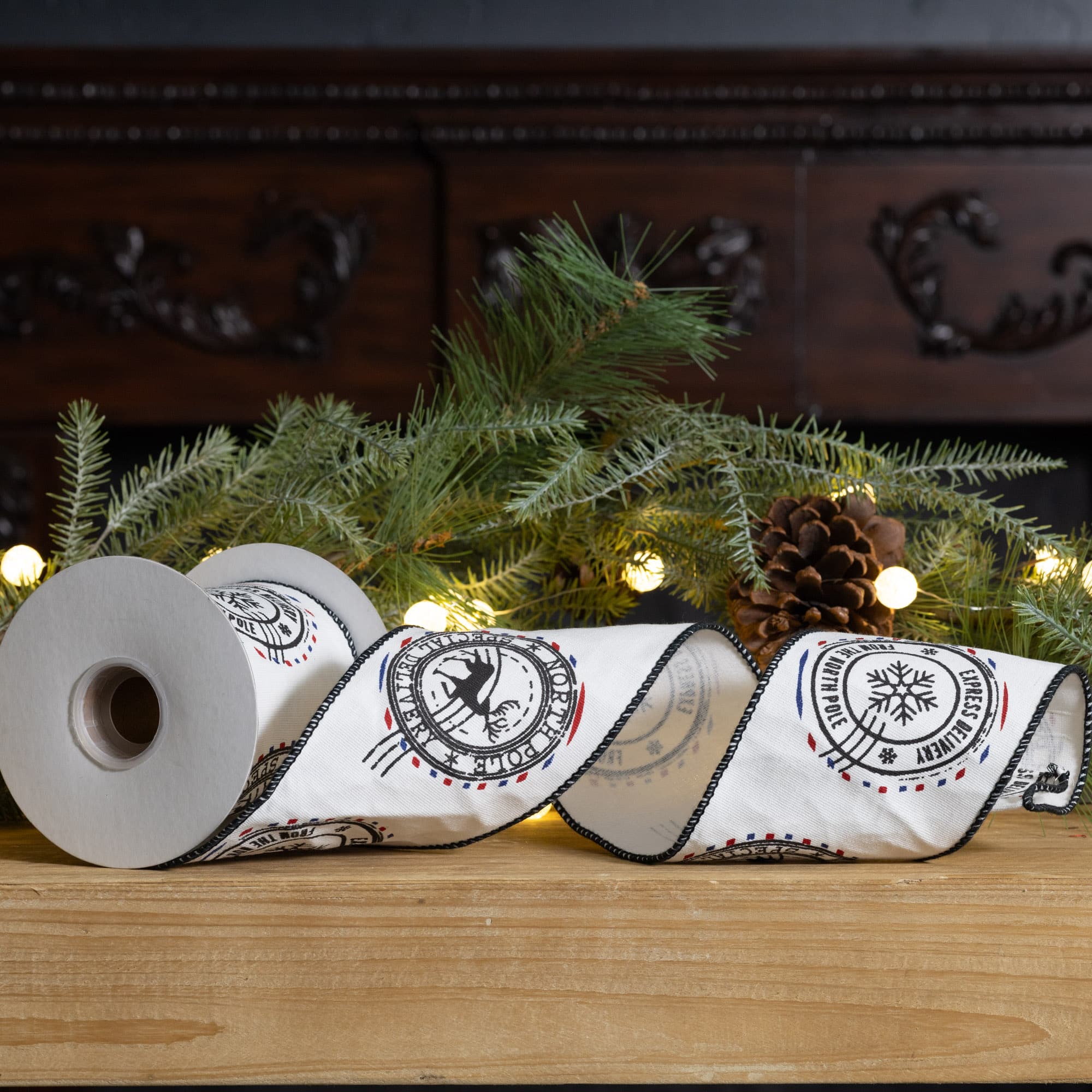 Melrose 4" x 5yd. North Pole Holiday Wired Ribbons, 2ct.