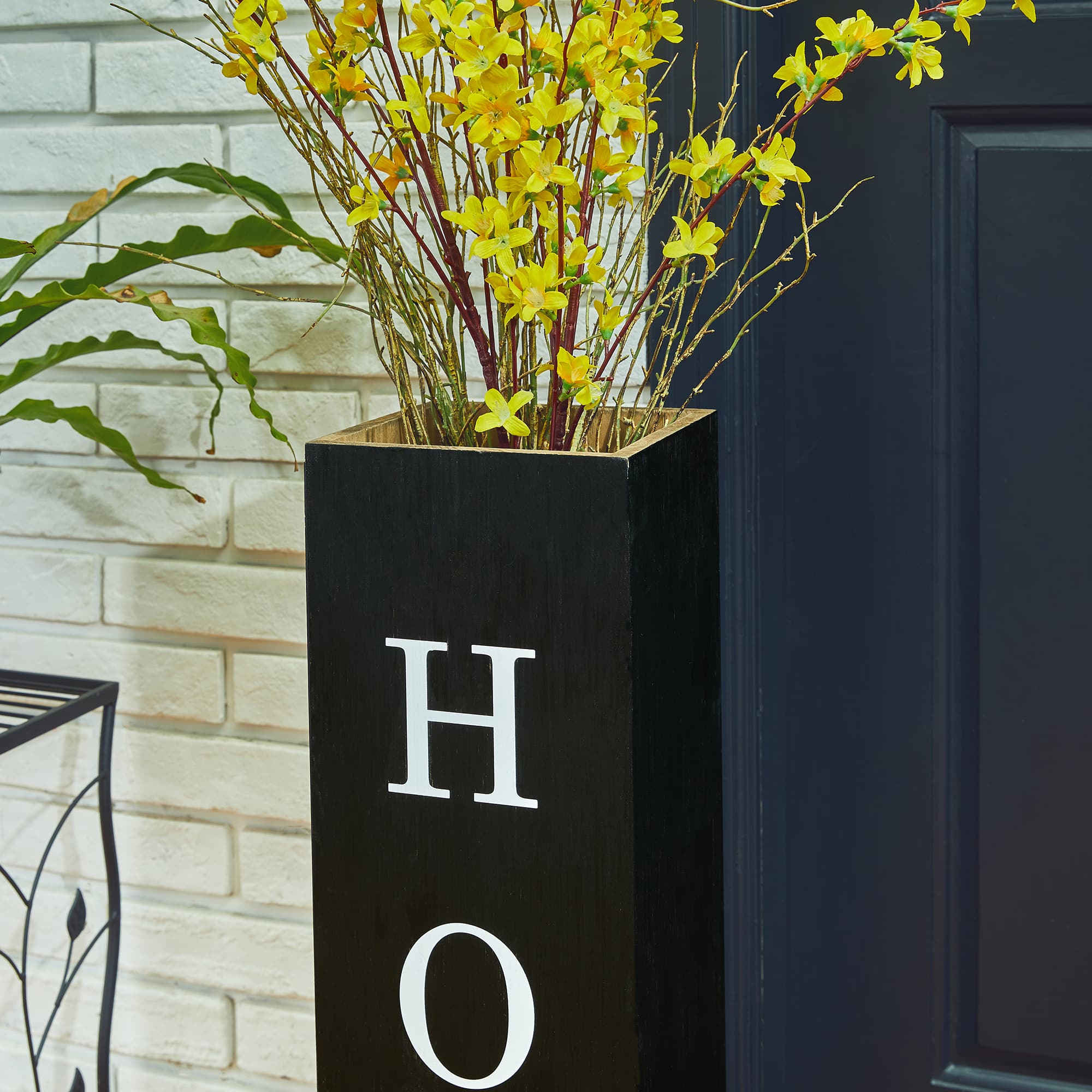 Glitzhome® 30" Black Wood Boxed Welcome Home Porch Sign