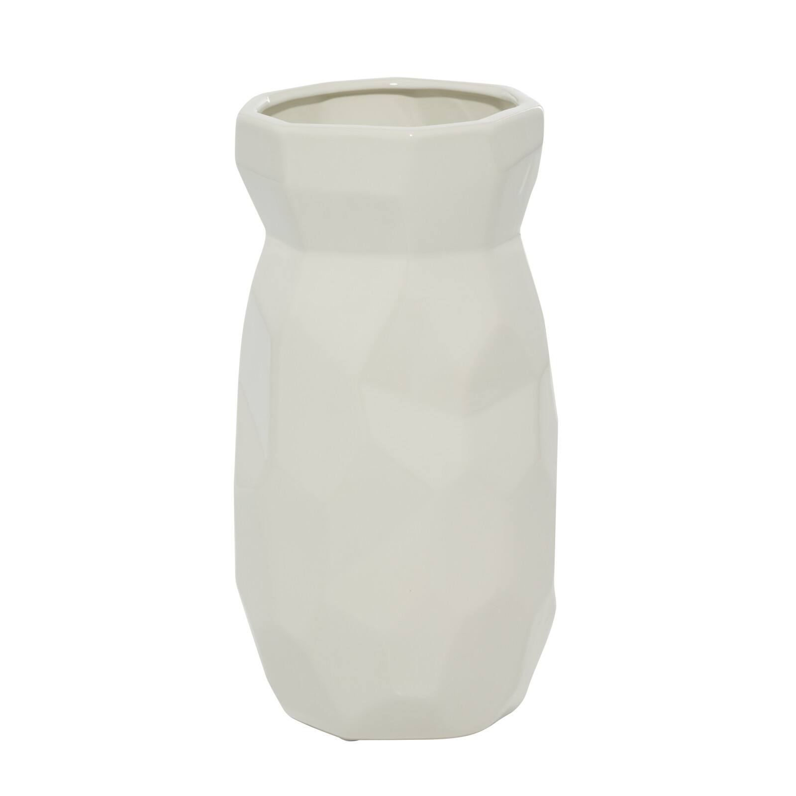 CosmoLiving by Cosmopolitan White Ceramic Modern Vase, 12" x 6" x 6"