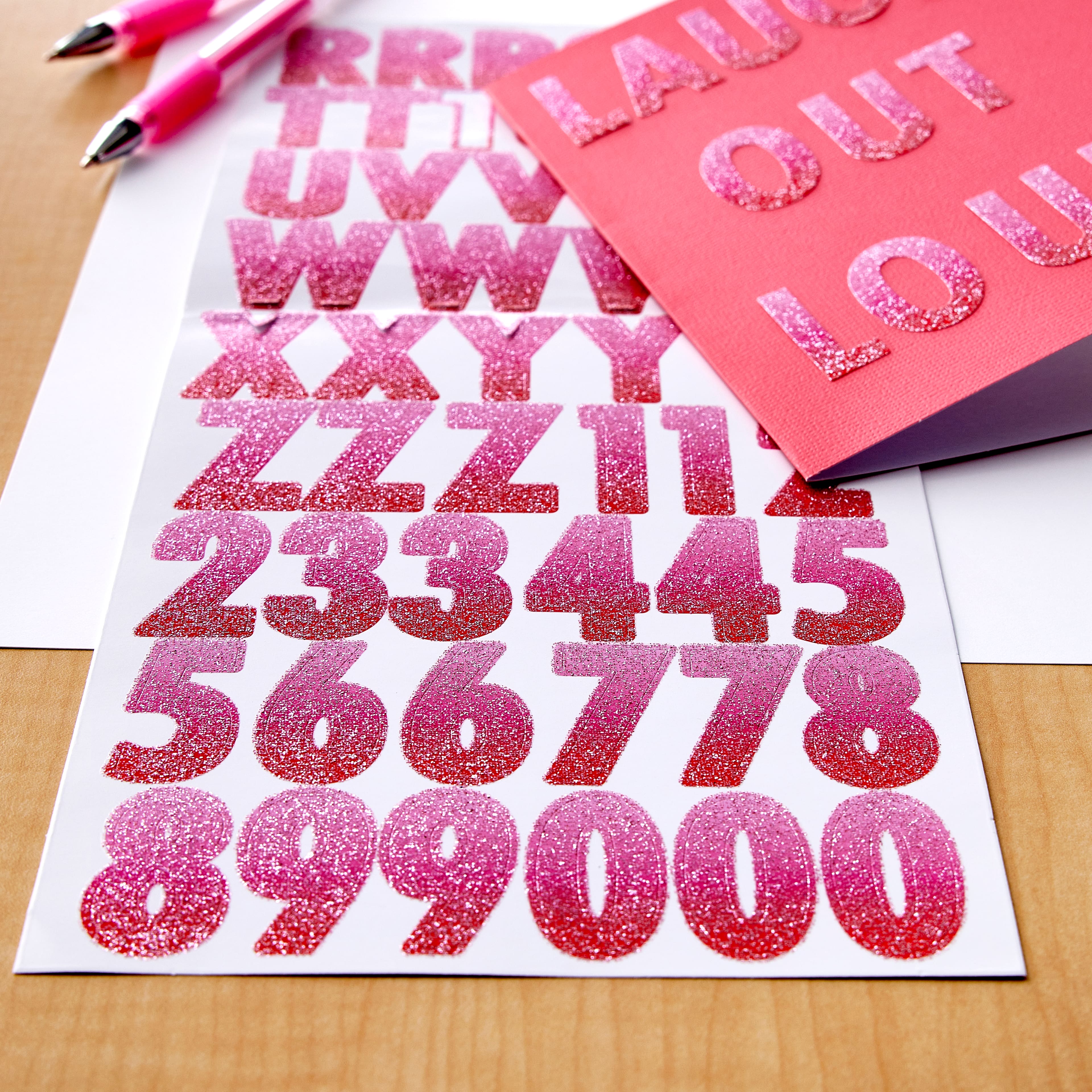 12 Packs: 112 ct. (1,344 total) Glitter Pink Ombre Alphabet Stickers by Recollections™