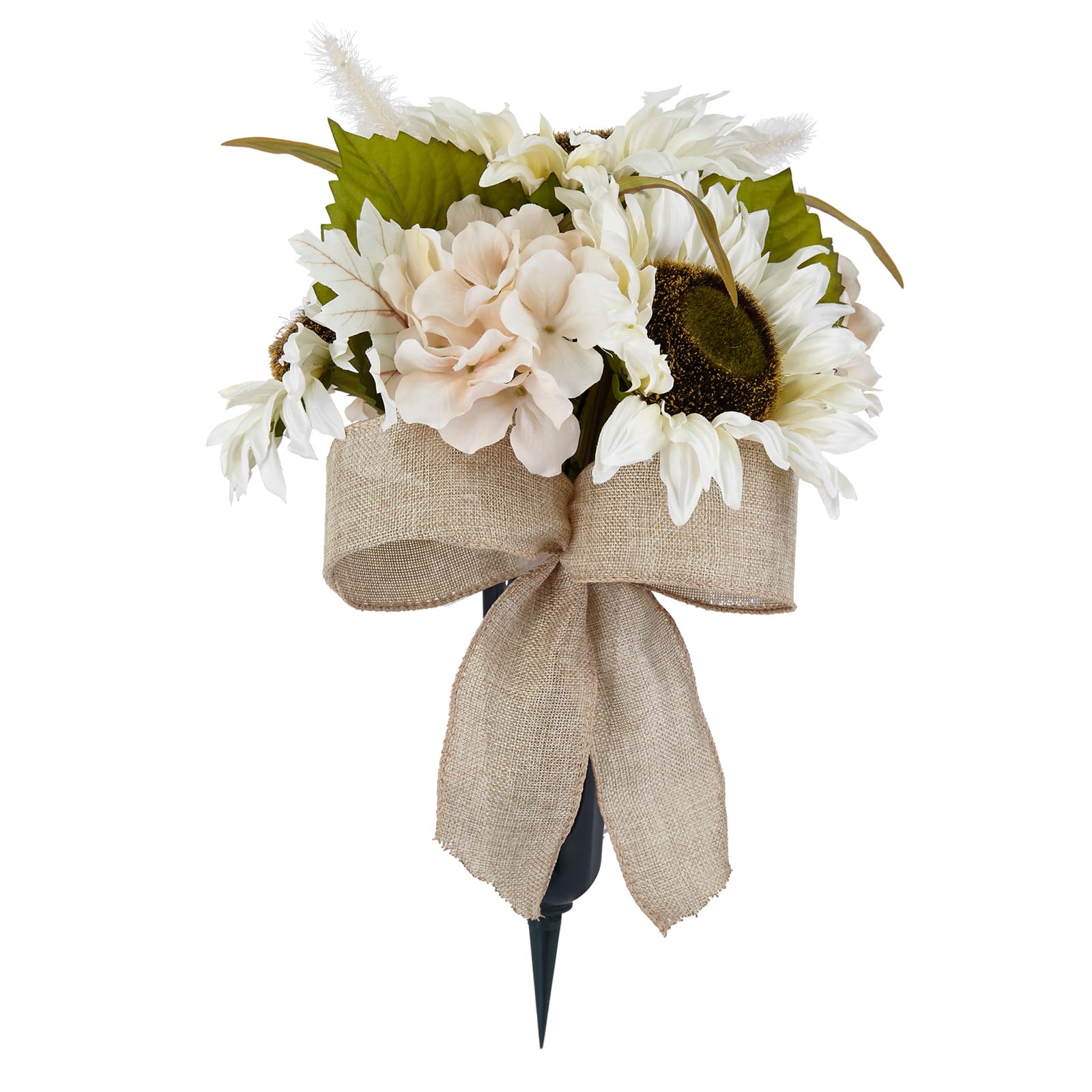 White Sunflower & Cream Hydrangea Mix Remembrance Cone by Ashland