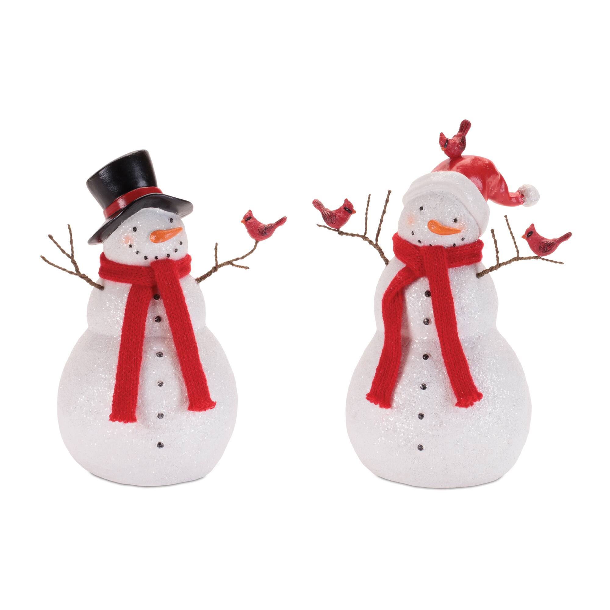 Melrose Holiday Snowman with Scarf & Cardinal Birds Set