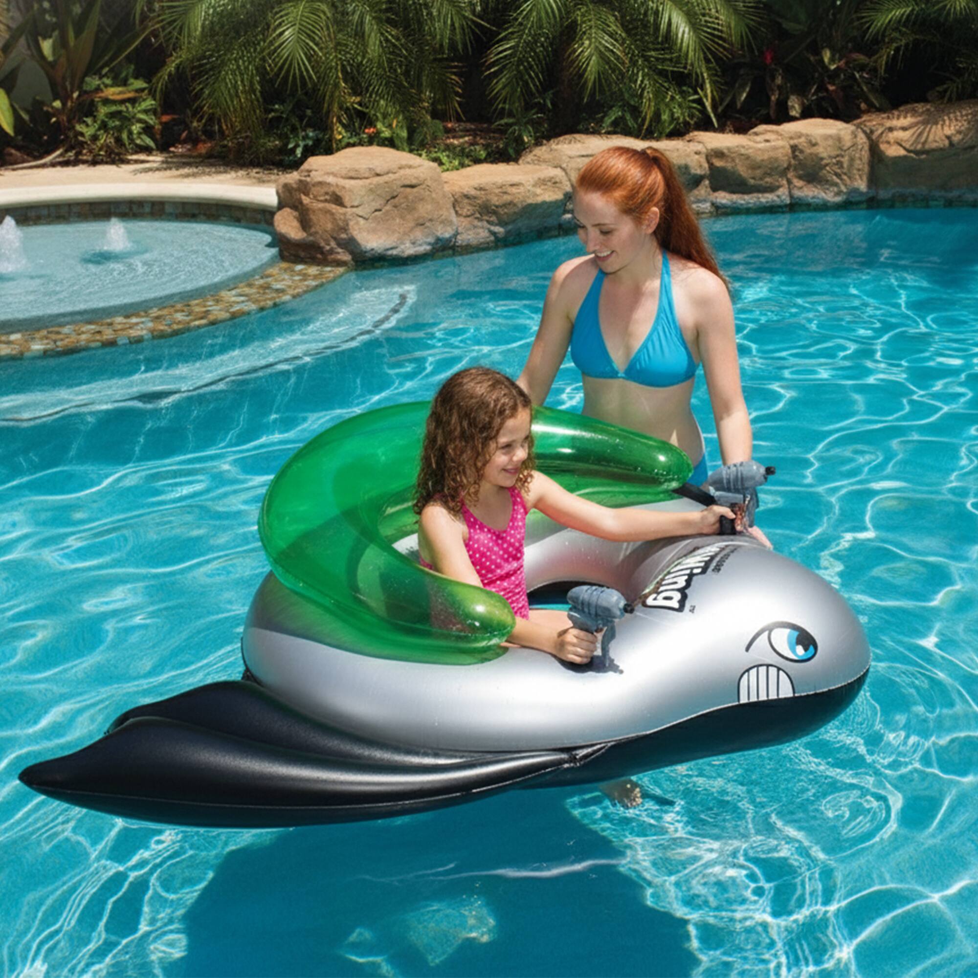 Inflatable Batwing Fighter Ride-On Kids Battle Squirt Blaster Pool Toy - 72" - Green