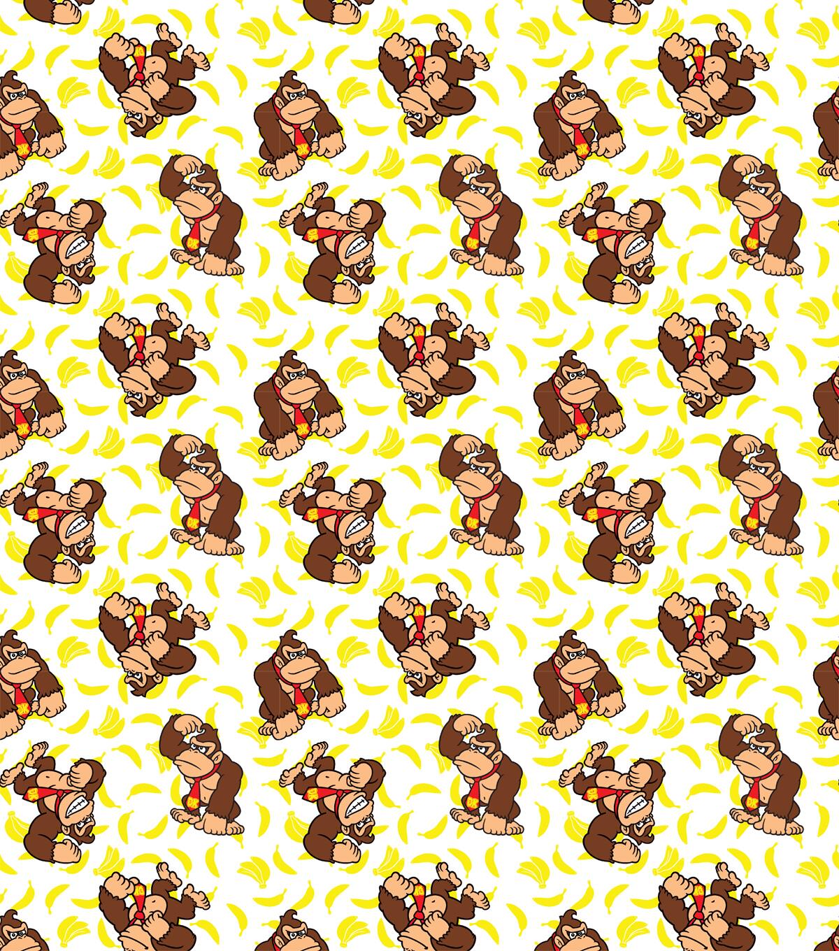 Nintendo Donkey Kong Banana Packed Cotton Fabric