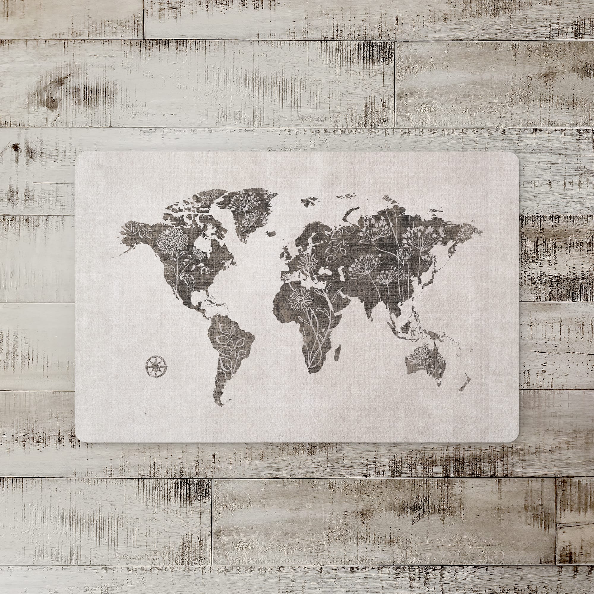 18" x 27" Floral Map Floor Mat