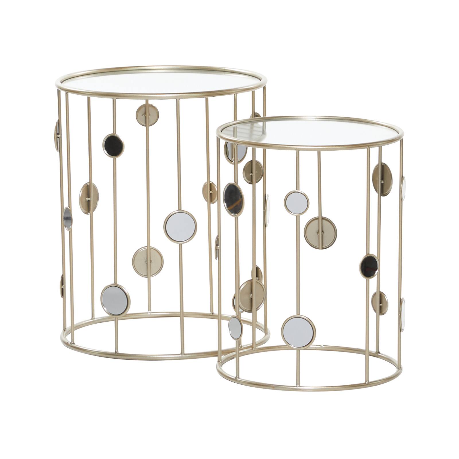 Glass & Gold Metal Contemporary Accent Table Set
