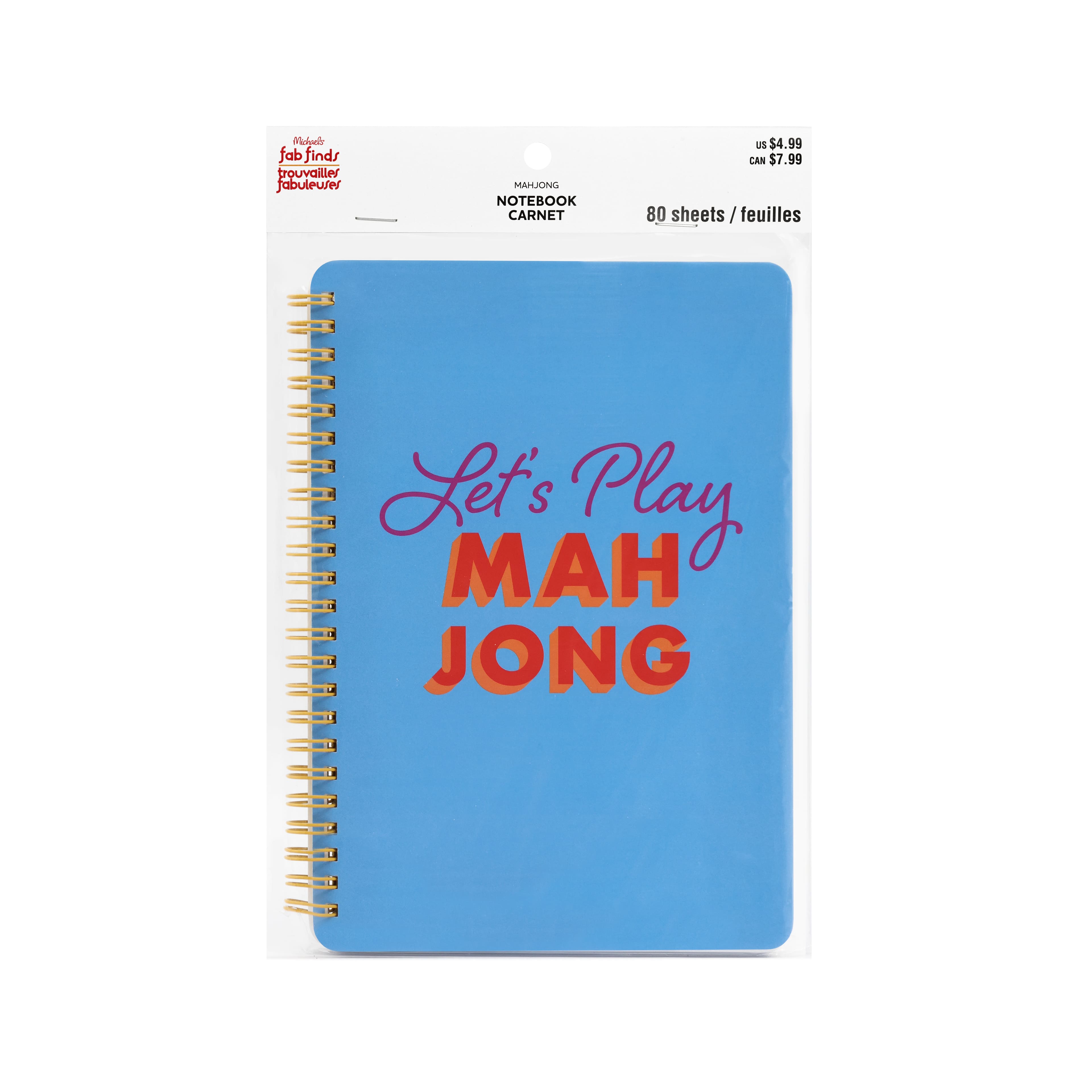 6" x 7.5" Blue Let's Play Mahjong Notebook by Fab Finds