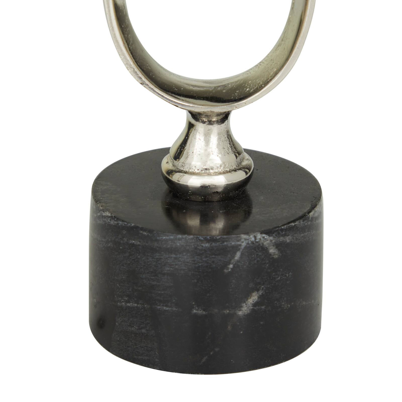 Silver Aluminum Modern Candle Holder Set, 15'' & 19''