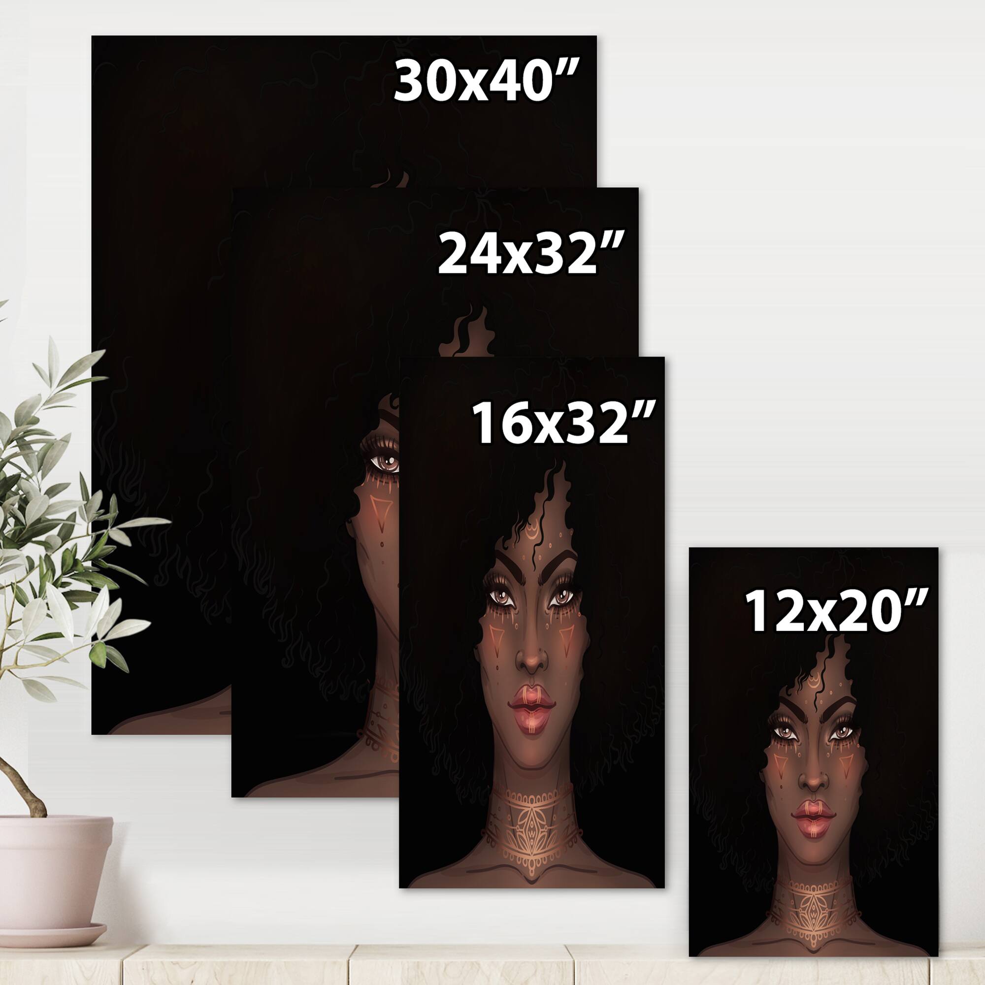 Designart - Portrait of African American Woman II - Modern Canvas Wall Art Print