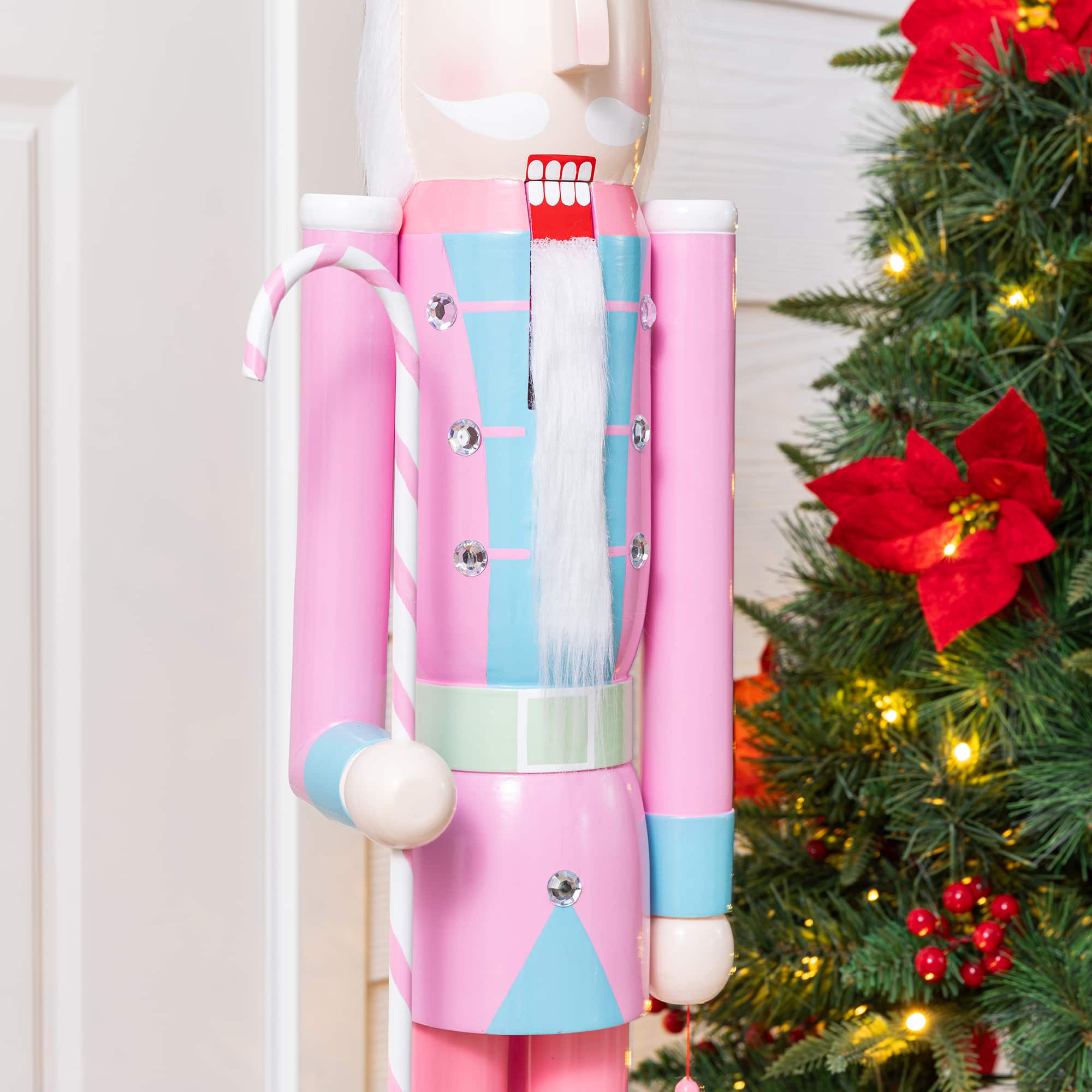 Glitzhome® 42" Wooden Christmas Pink Cupcake Nutcracker