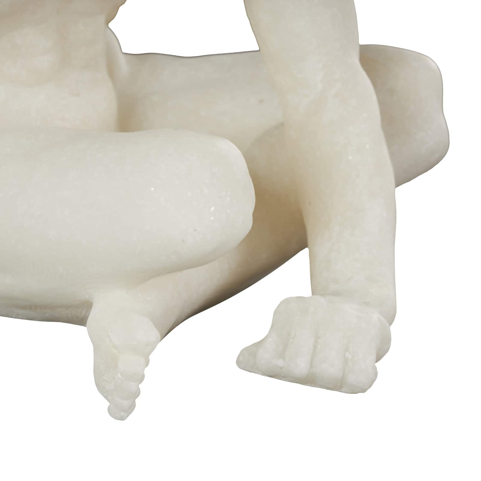 10" White Polystone Decorative Sitting Human Sculpture