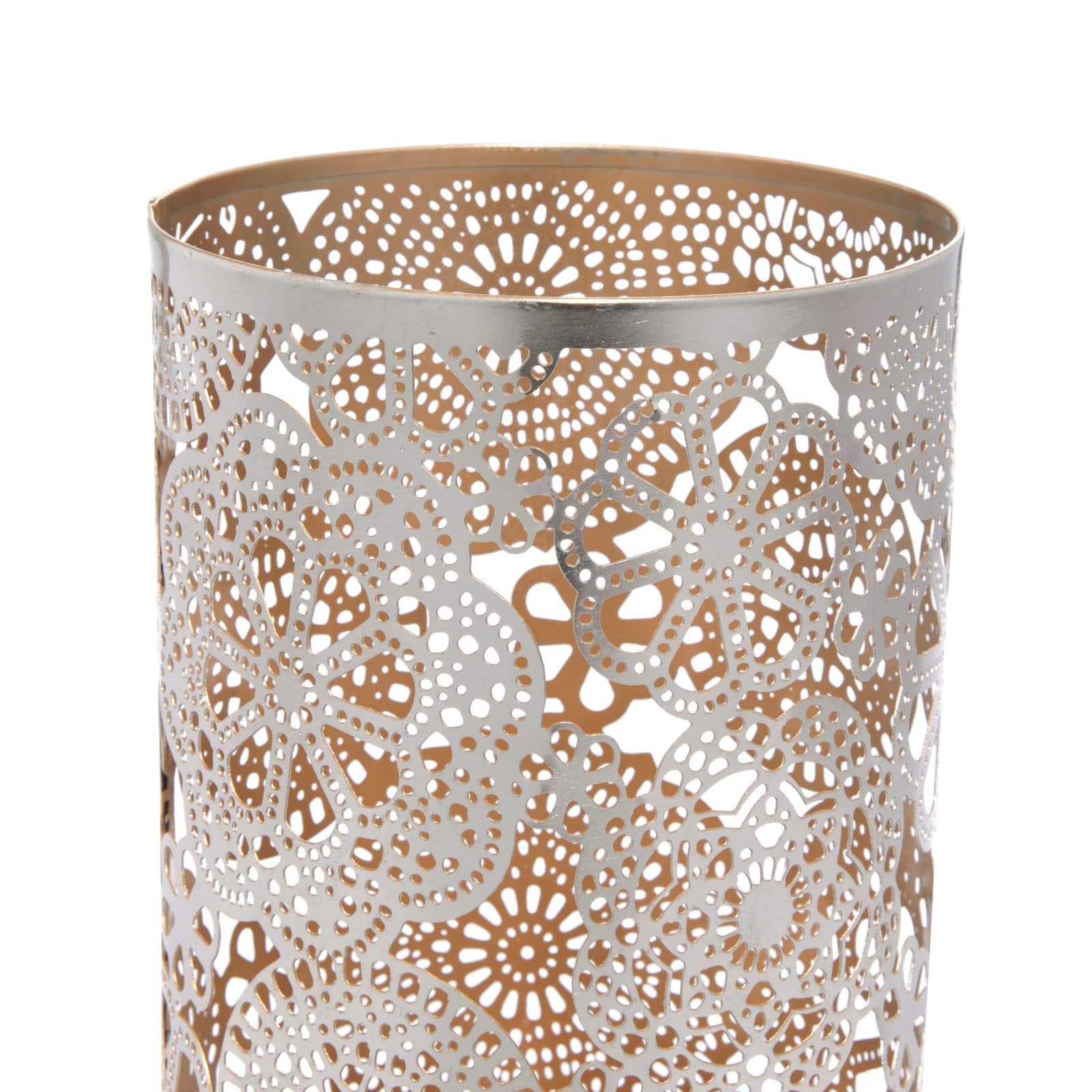Set of 2" Gold Metal Eclectic Lantern, 8", 10"