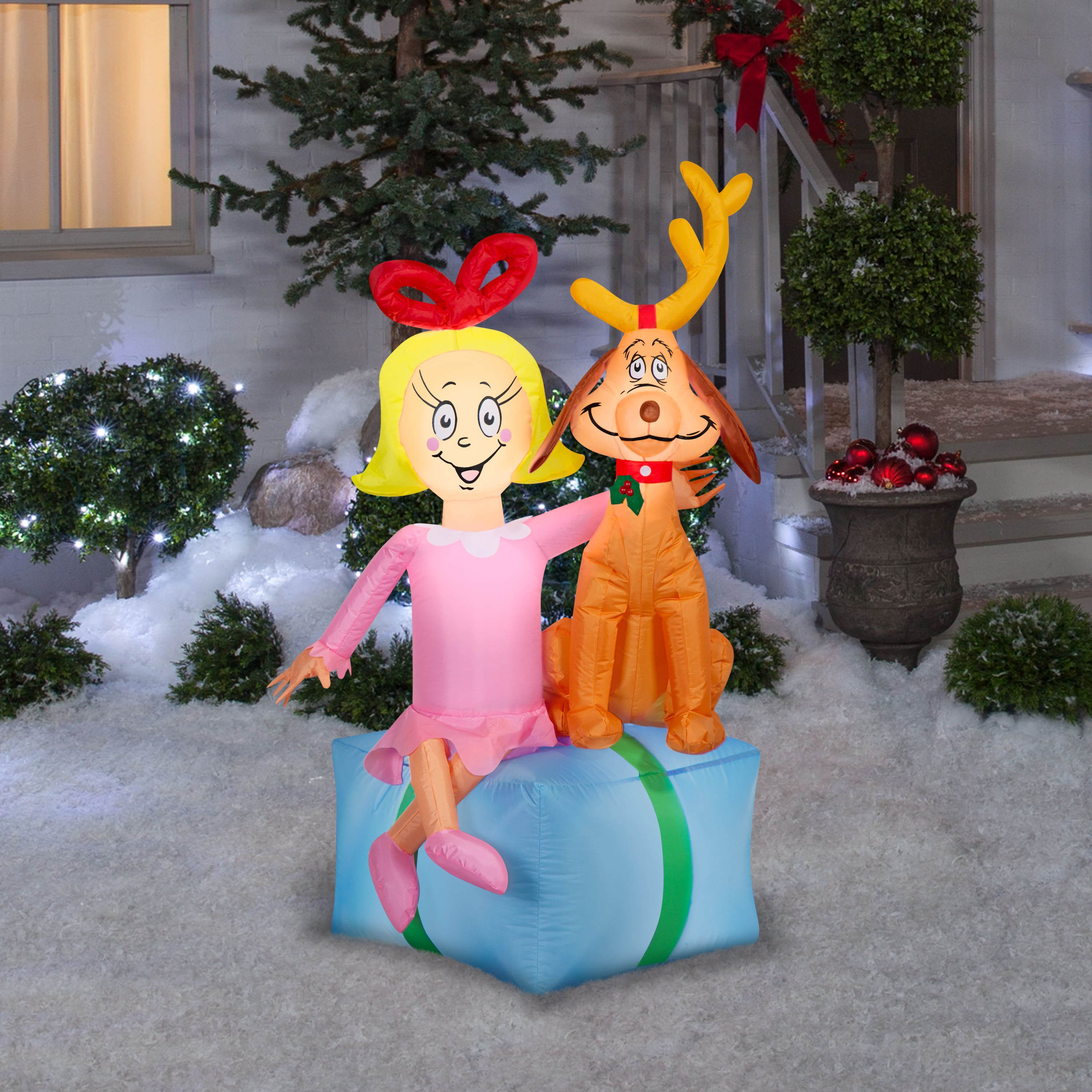 Airblown® Dr. Seuss™ Inflatable Cindy & Max on Seussian Pantone Present Christmas Light Décor