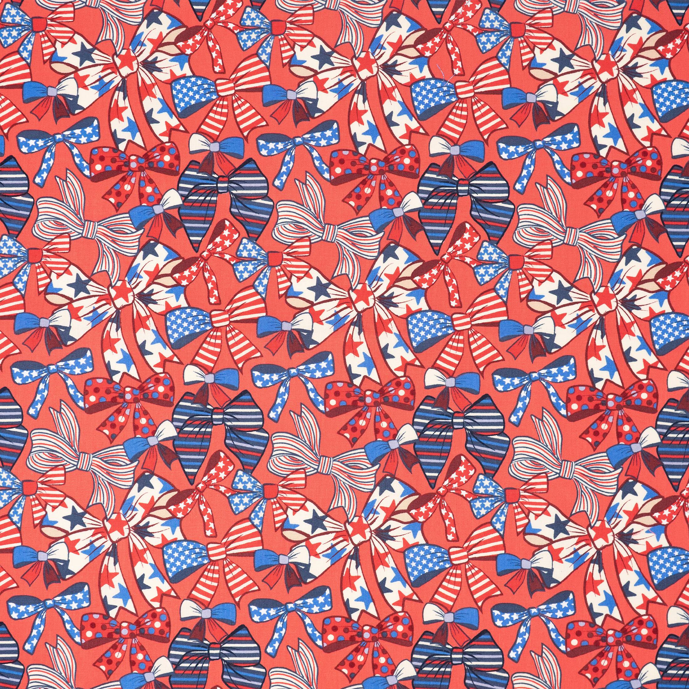 SINGER USA Ribbons Print Ringspun Cotton Fabric