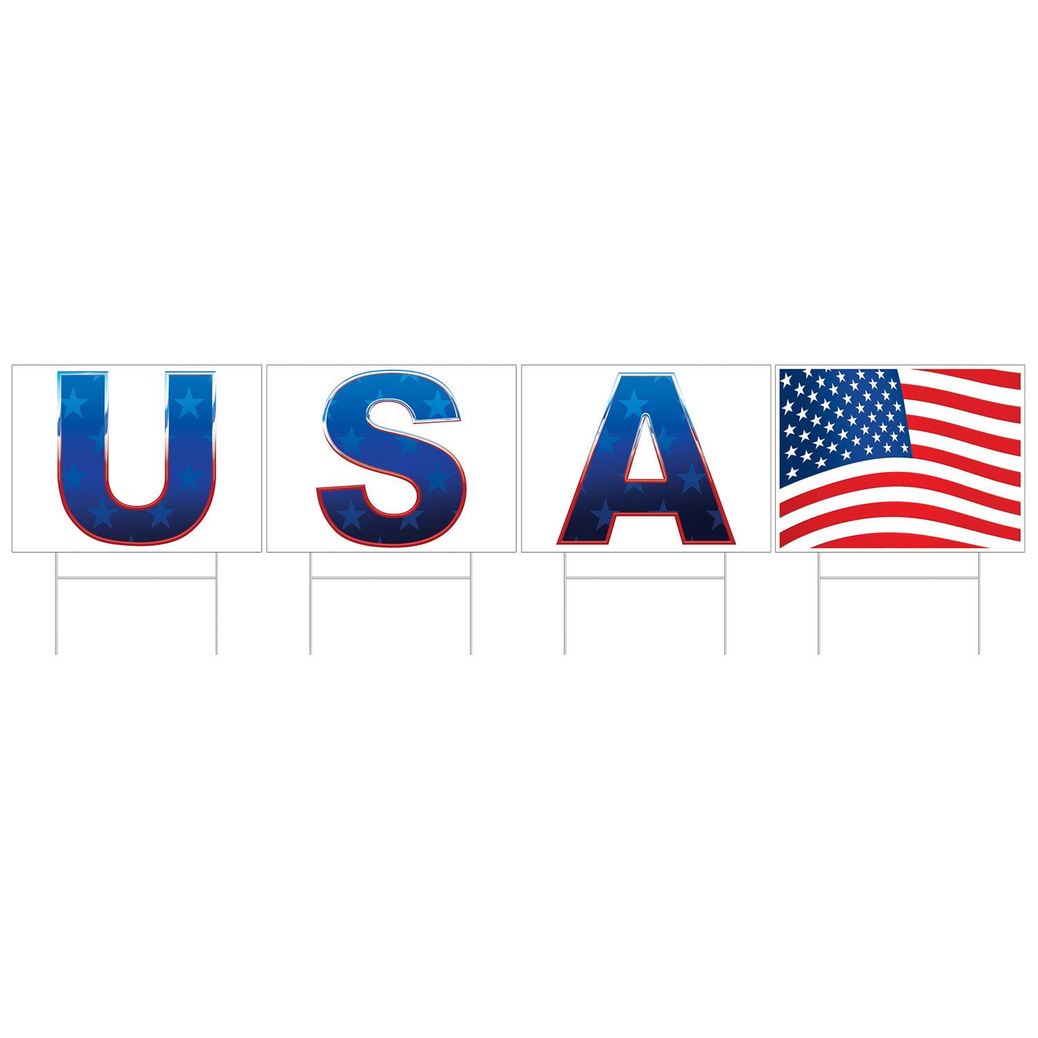 Beistle 11.5" x 6ft. USA Plastic Yard Sign Set