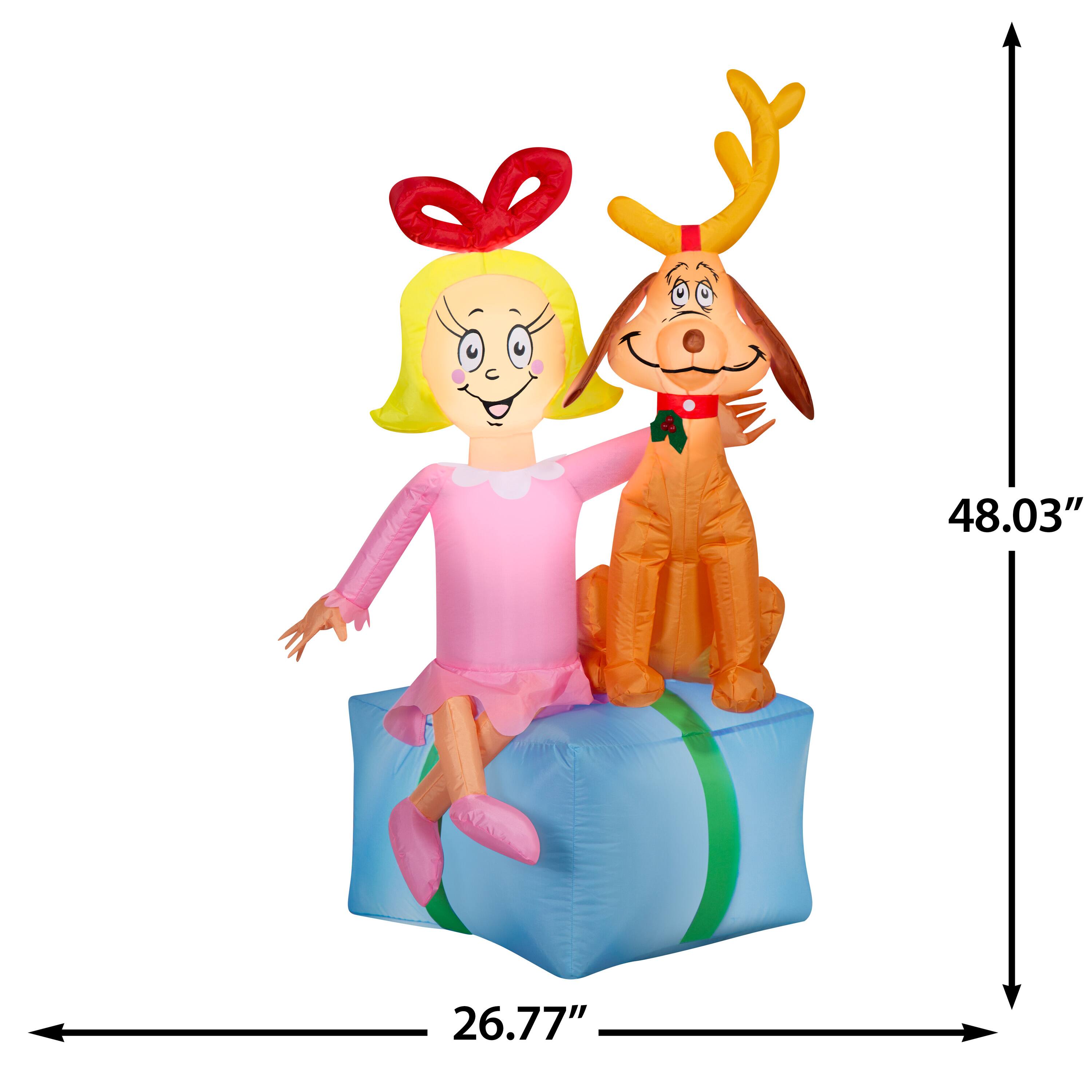 Airblown® Dr. Seuss™ Inflatable Cindy & Max on Seussian Pantone Present Christmas Light Décor