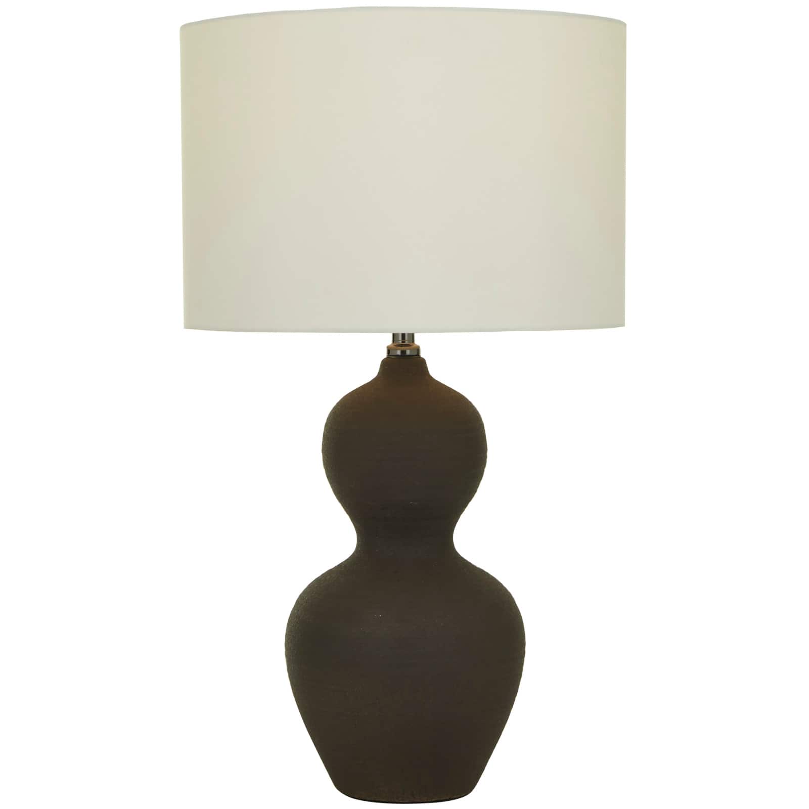 CosmoLiving by Cosmopolitan Black Ceramic Gourd Style Base Table Lamp with Drum Shade 15" x 15" x 26"