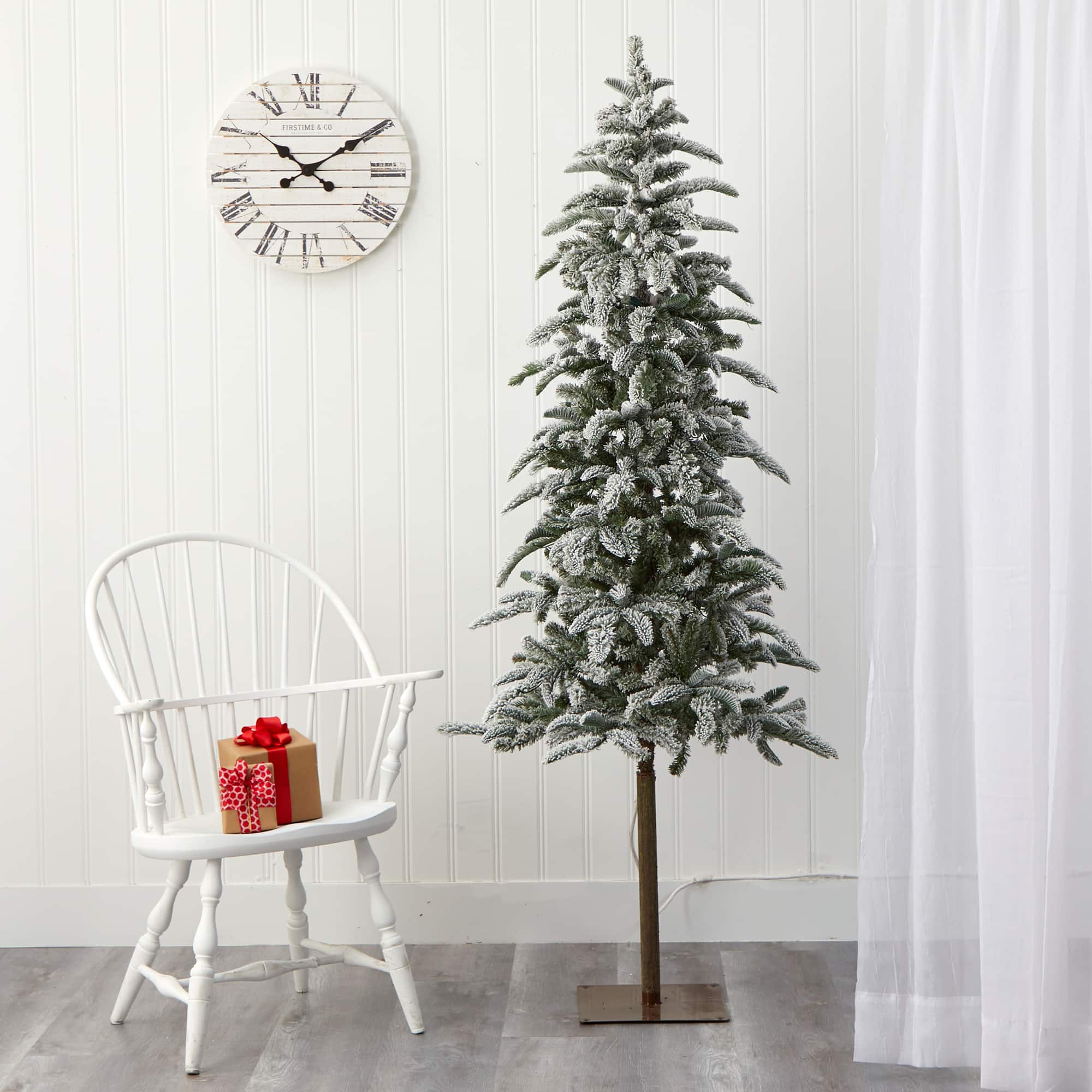 6.5ft. Pre-Lit Washington Alpine Artificial Christmas Tree, White Warm LED Lights