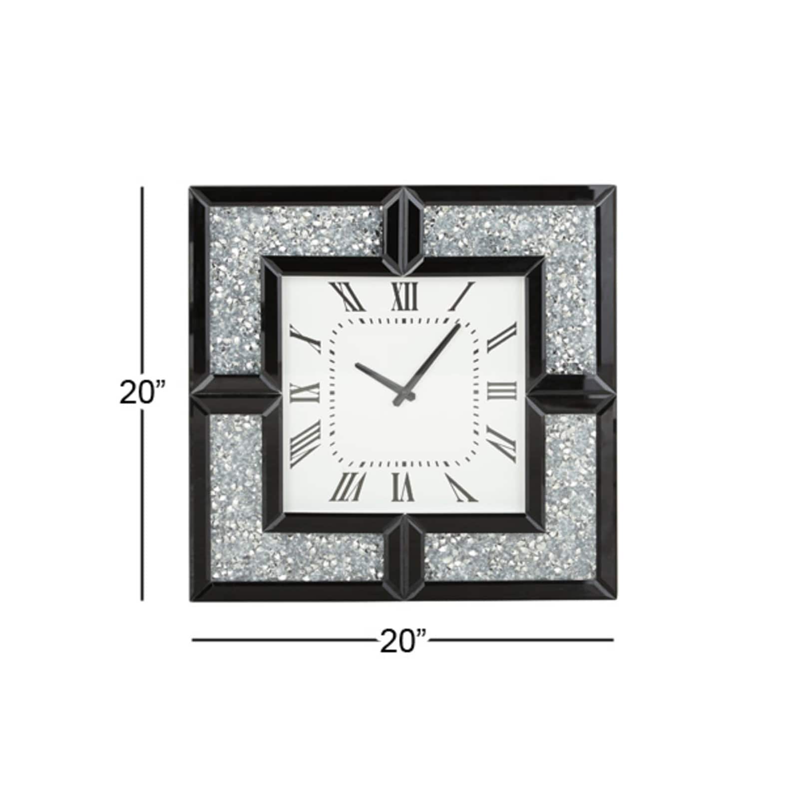 20" Black Wood Glam Wall Clock
