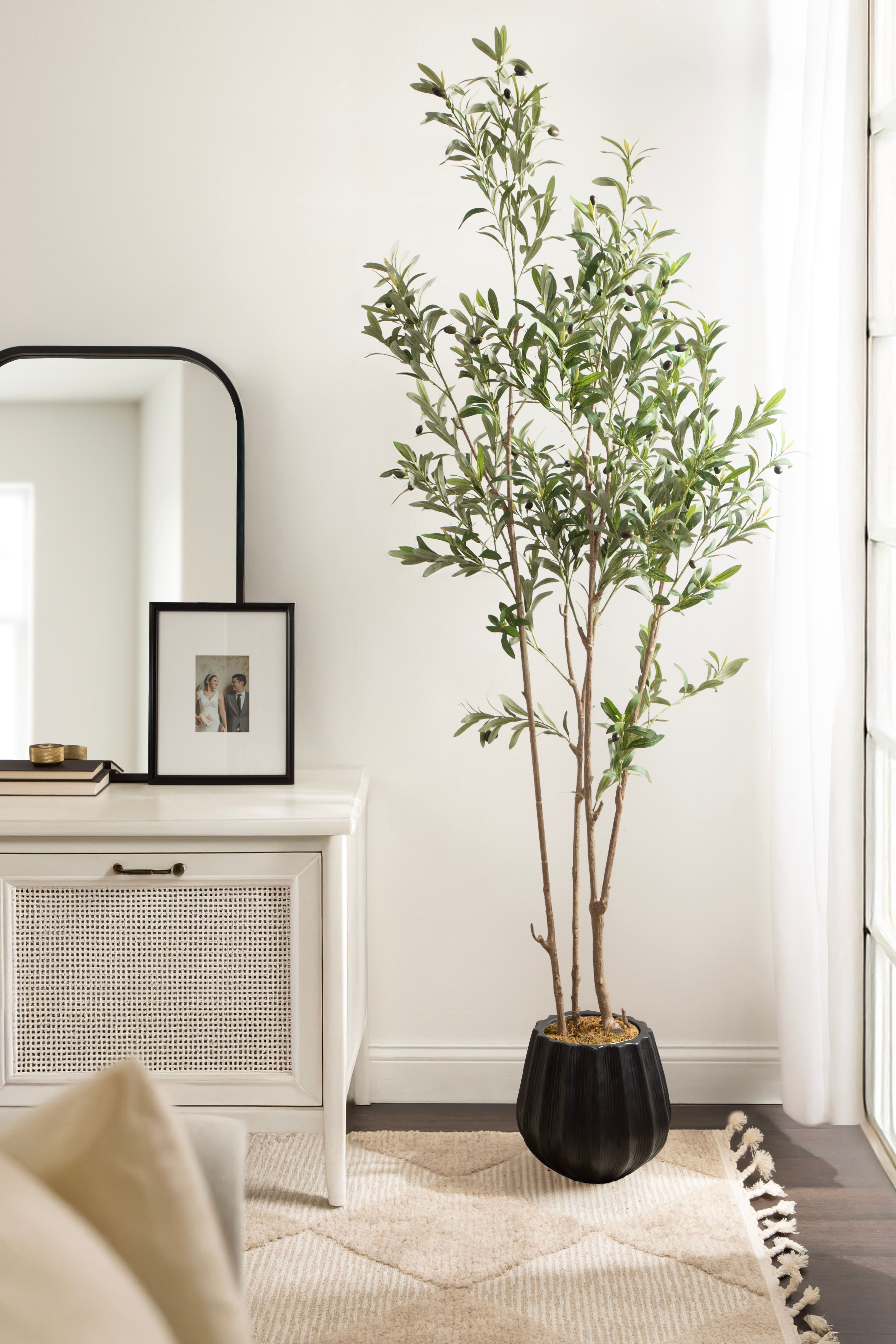 Kate and Laurel 7ft. Green Oliveira Faux Olive Tree