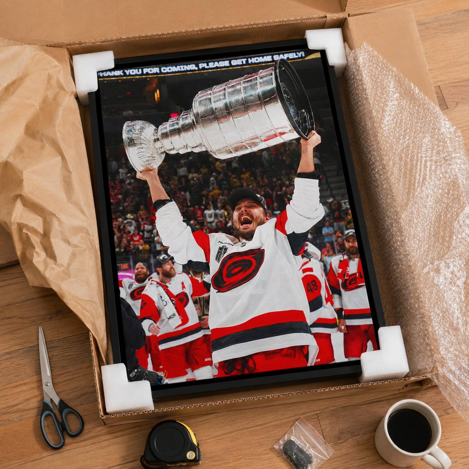 Frameworth 22.5" x 31.5" Licensed Sebastian Aho Hurricanes 2026 Champions Framed Canvas