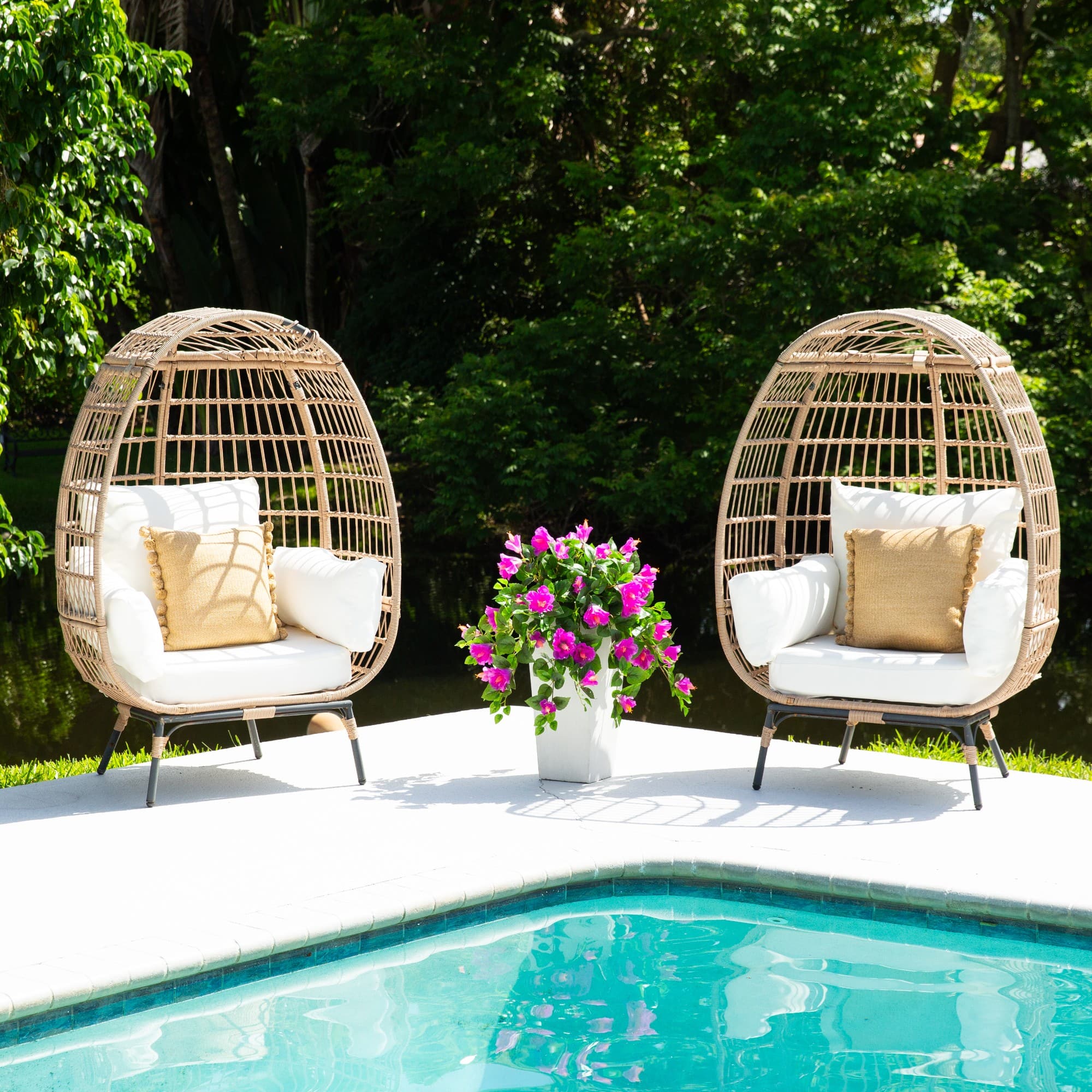 24" UV Resistant Artificial Hibiscus Hanging Plants, 2ct.