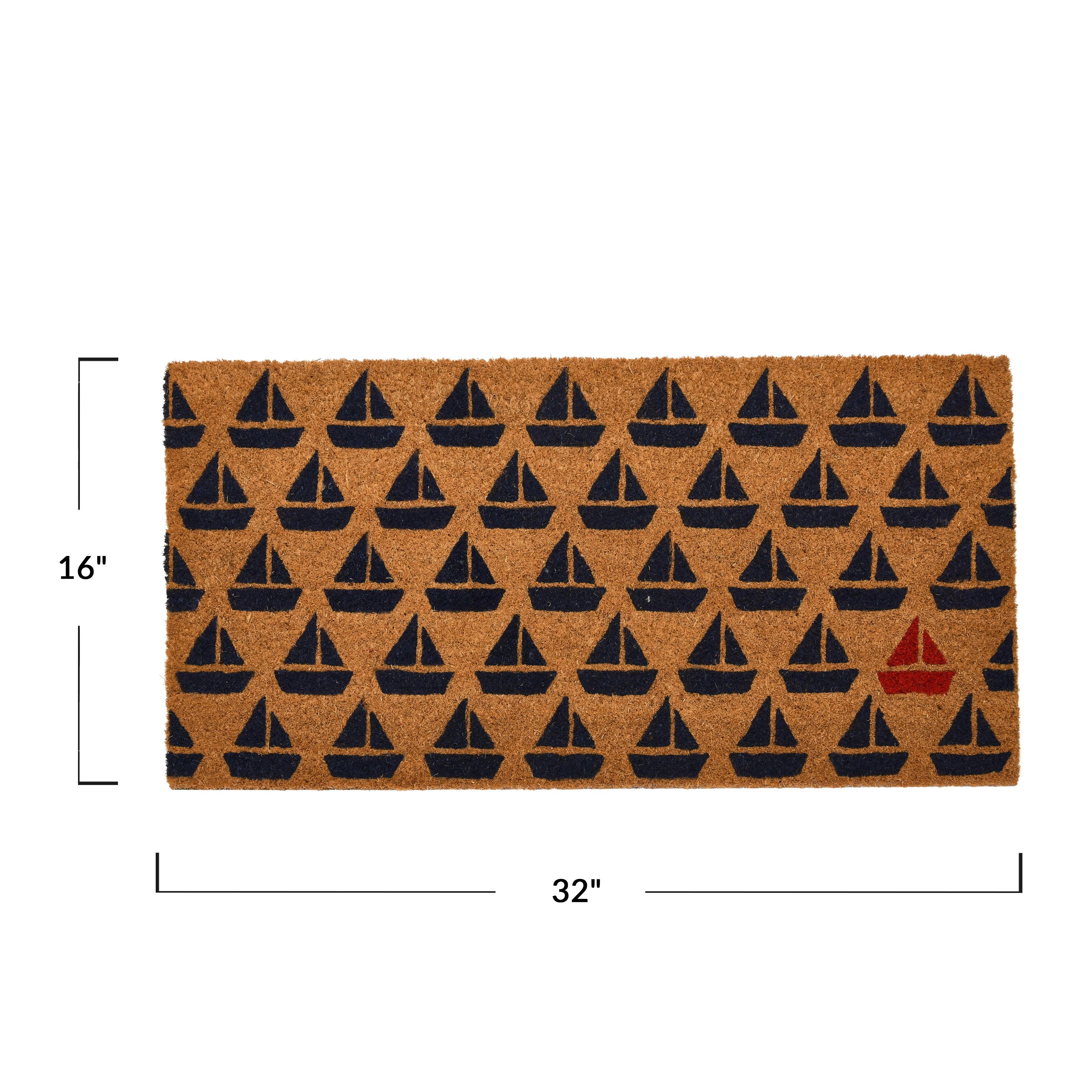 Hello Honey® Nautical Sailboat Coir Doormat