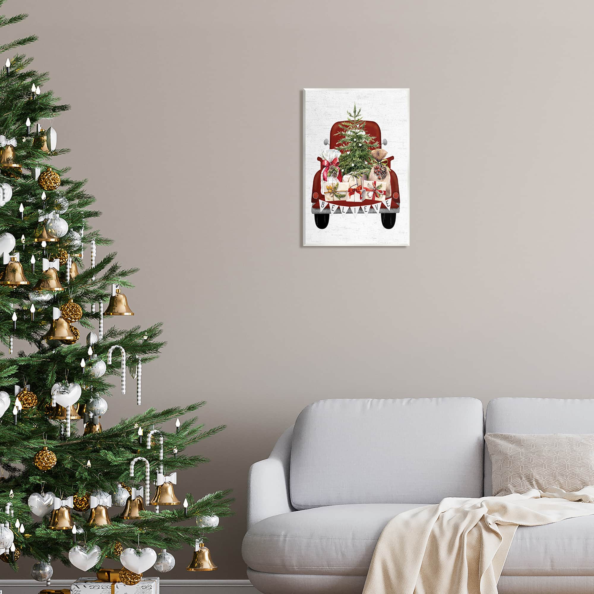 Stupell Industries Believe Seasonal Christmas Truck Wall Plaque Art