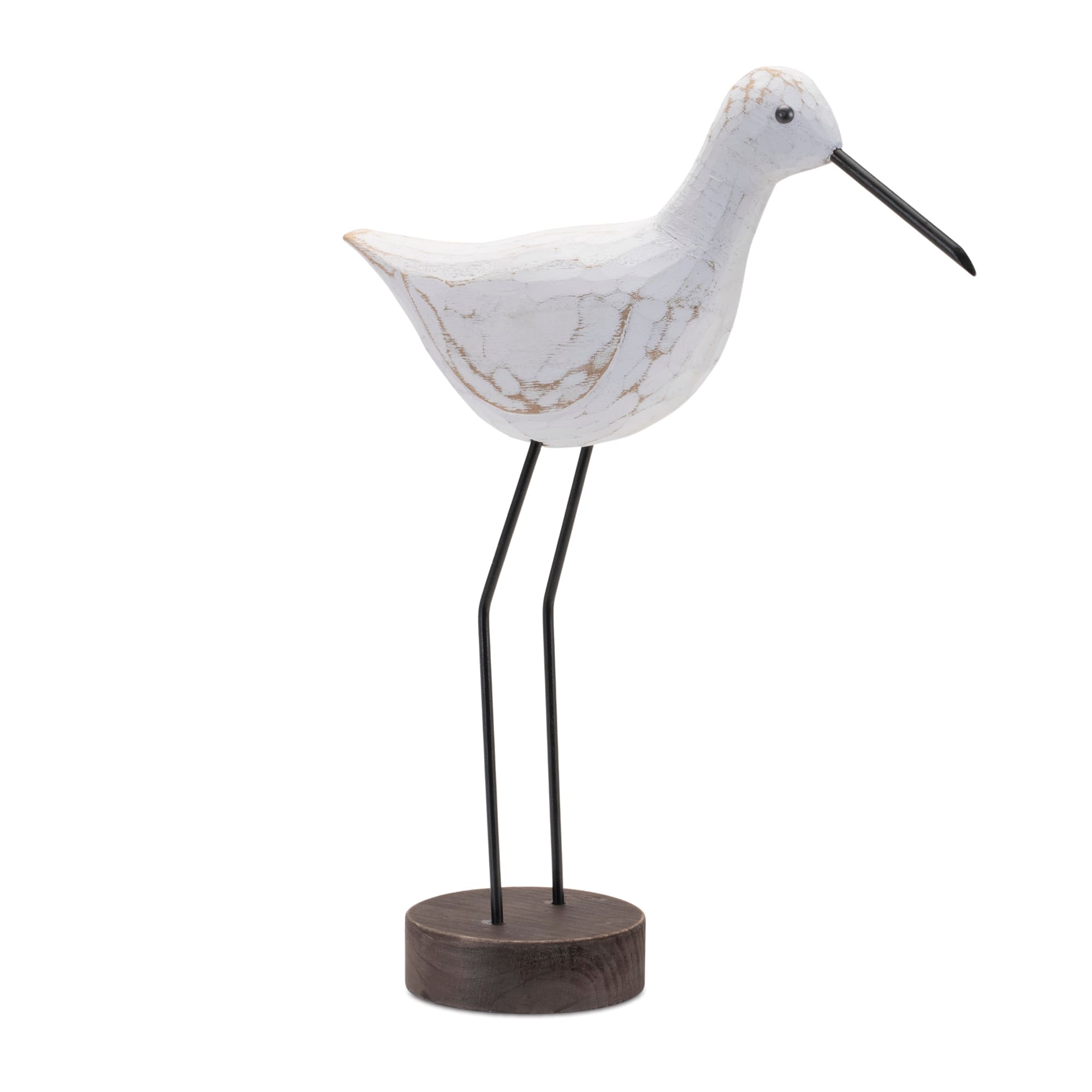 Carved Wood Sea Bird on Metal Stands Set