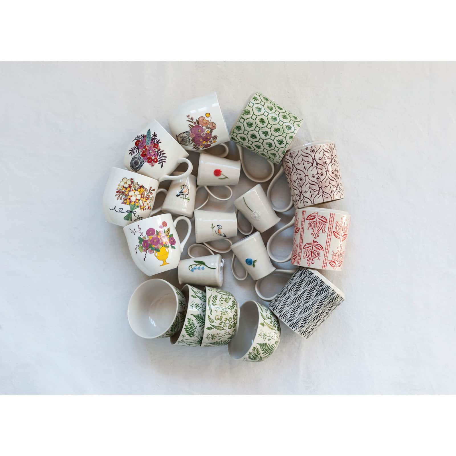 Hello Honey® White Stoneware Creamer with Hand-Painted & Embossed Birds Set