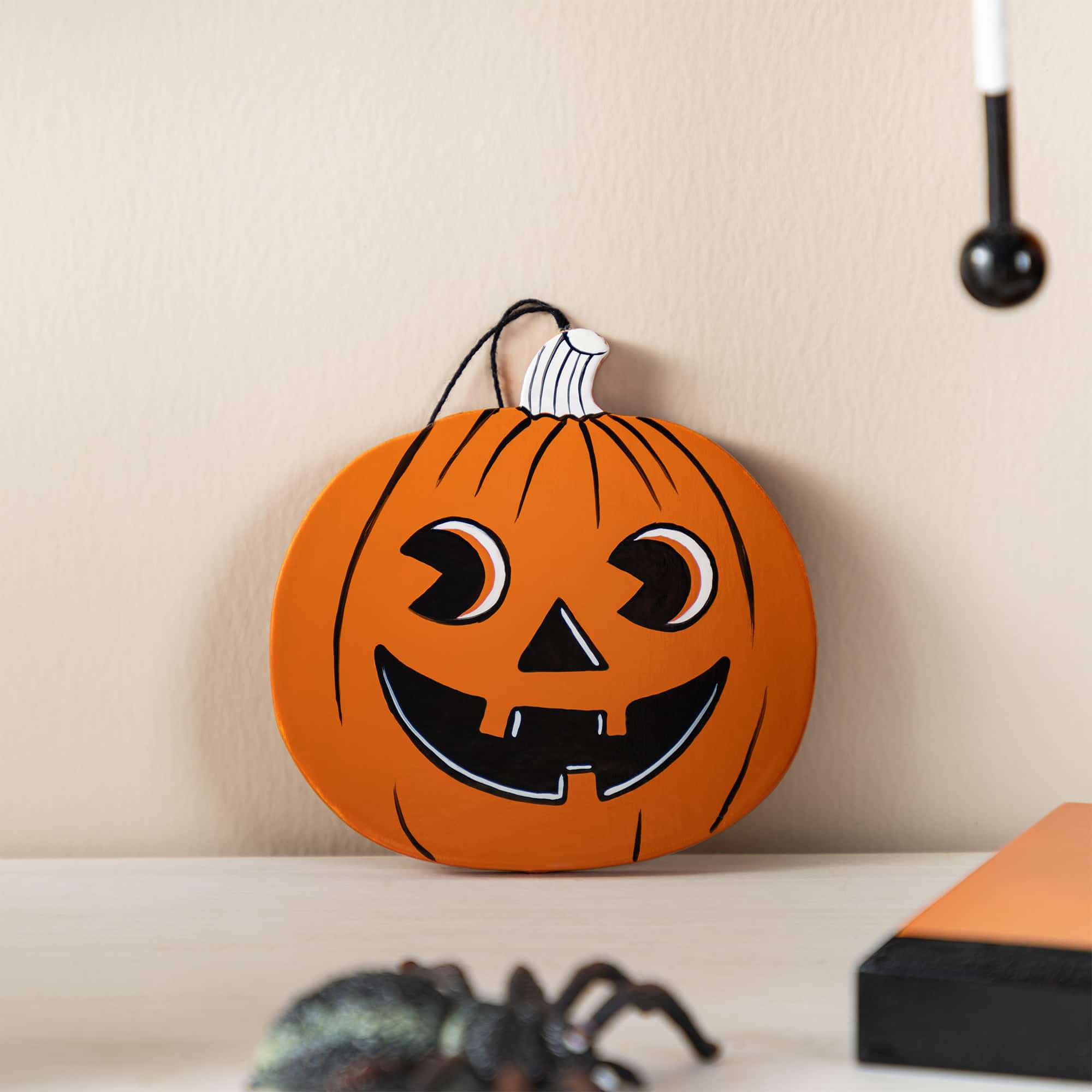 Glitzhome® 18.5"H Halloween Wooden Black Cat Nutcracker with Pumpkin Ornament