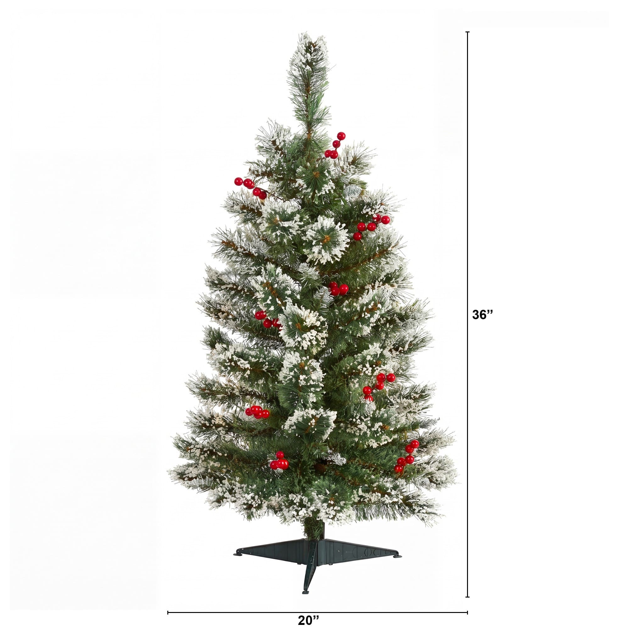 Nearly Natural 3ft. Unlit Artificial Frosted Swiss Pine Christmas Tree with Berries