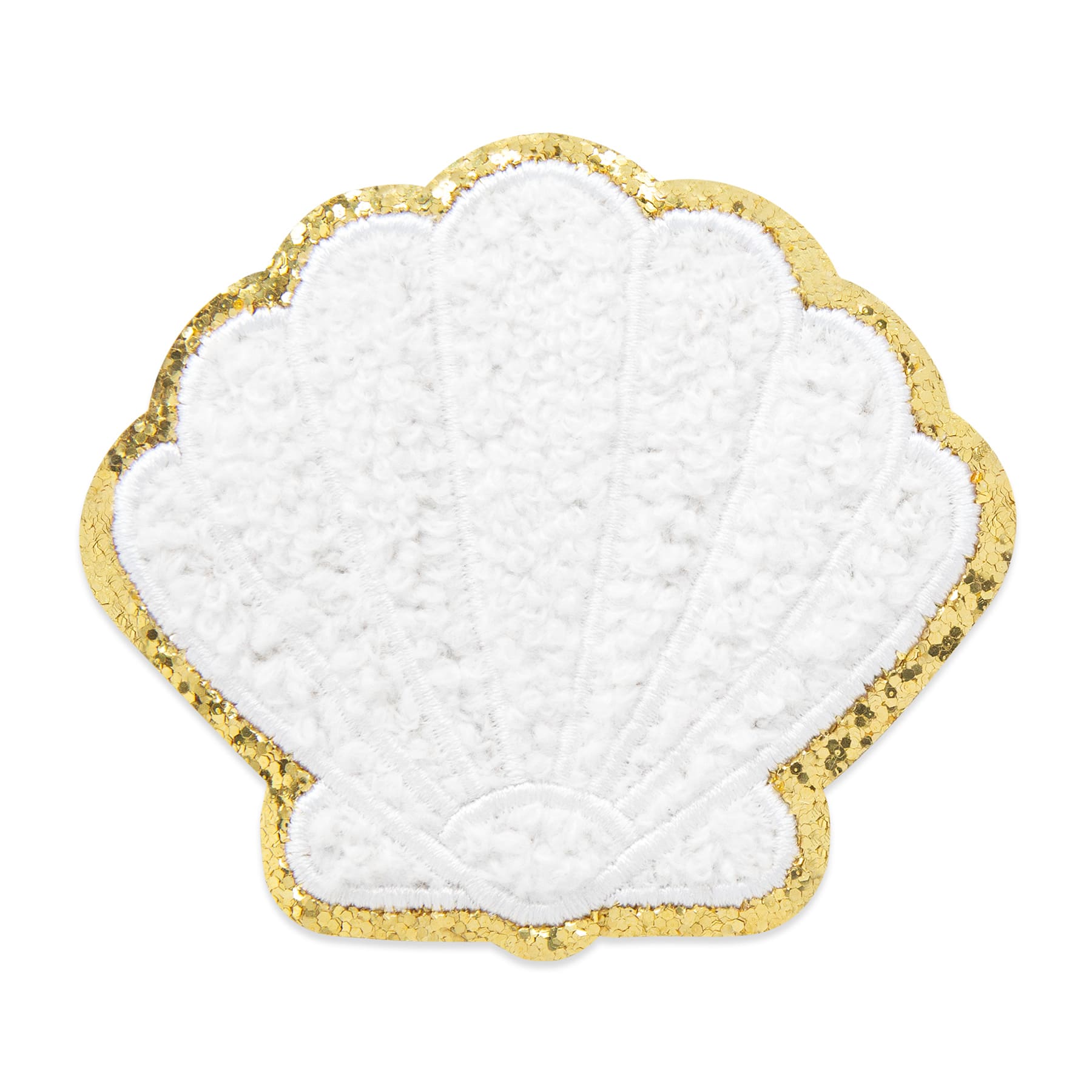 White Embroidered Shell Iron-On & Adhesive Patch by Make Market®