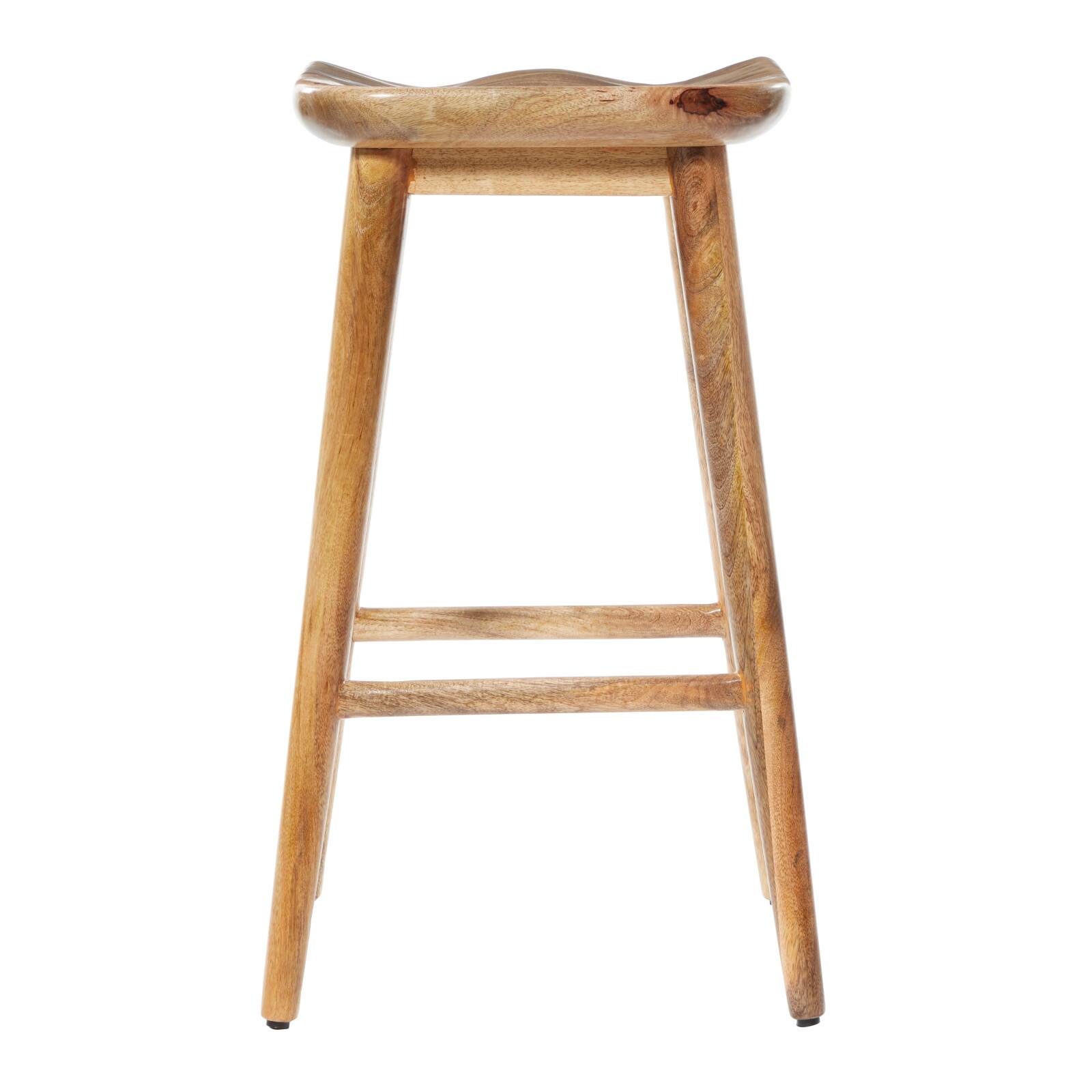 Brown Wood Contemporary Stool, 30" x 17" x 14"