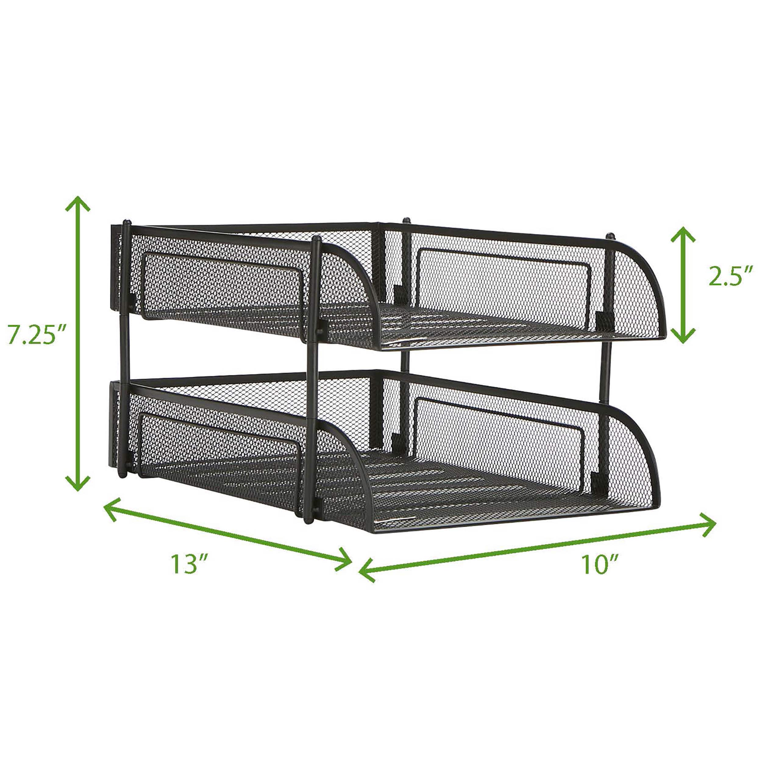 Mind Reader Black 2 Piece Stackable Metal Mesh Letter Tray